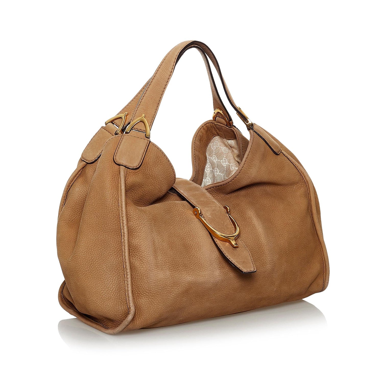 Gucci Soft Stirrup Nubuck SHG Leather Brown Shoulder Bag
