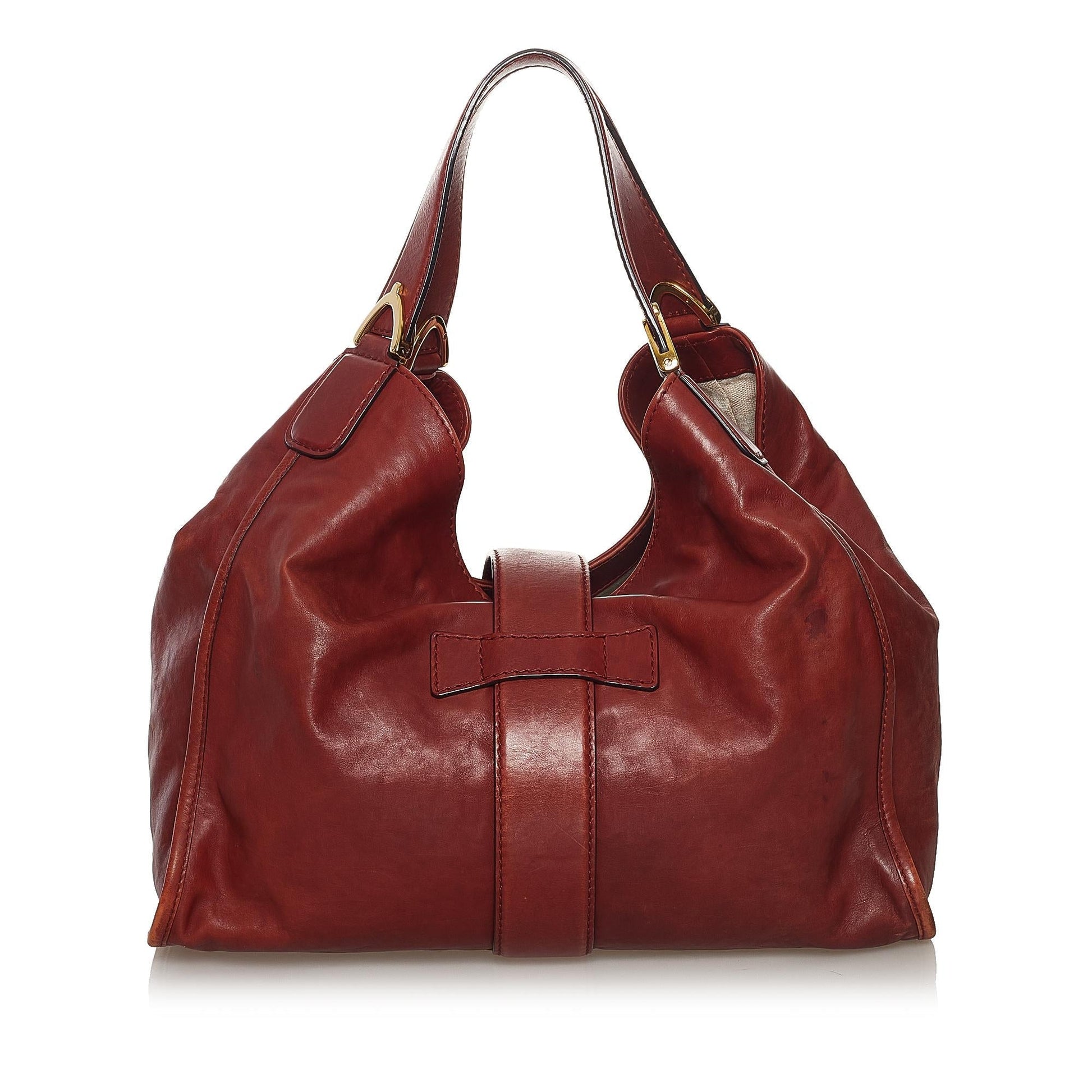 Gucci Soft Stirrup Nubuck SHG Leather Red Tote Bag