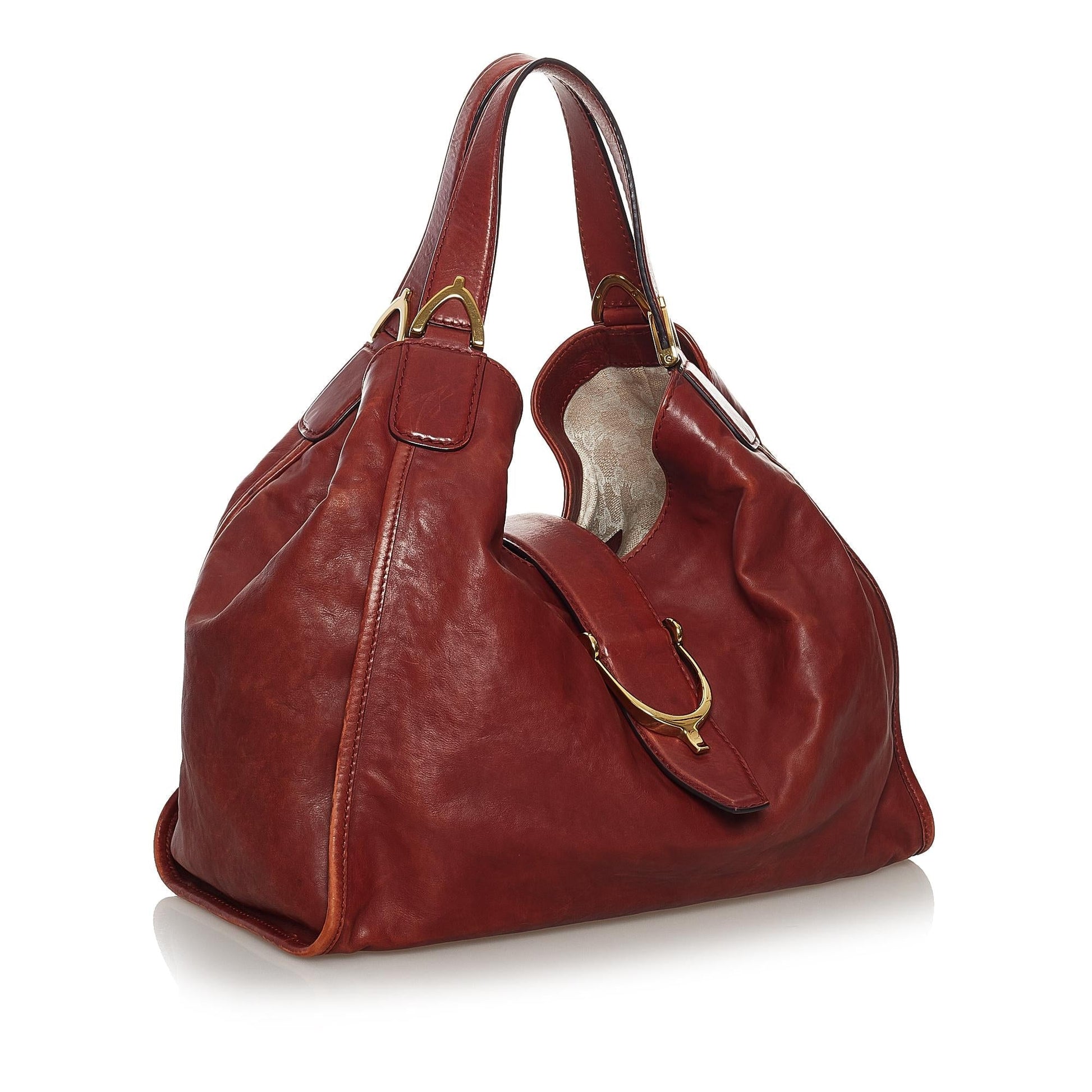 Gucci Soft Stirrup Nubuck SHG Leather Red Tote Bag