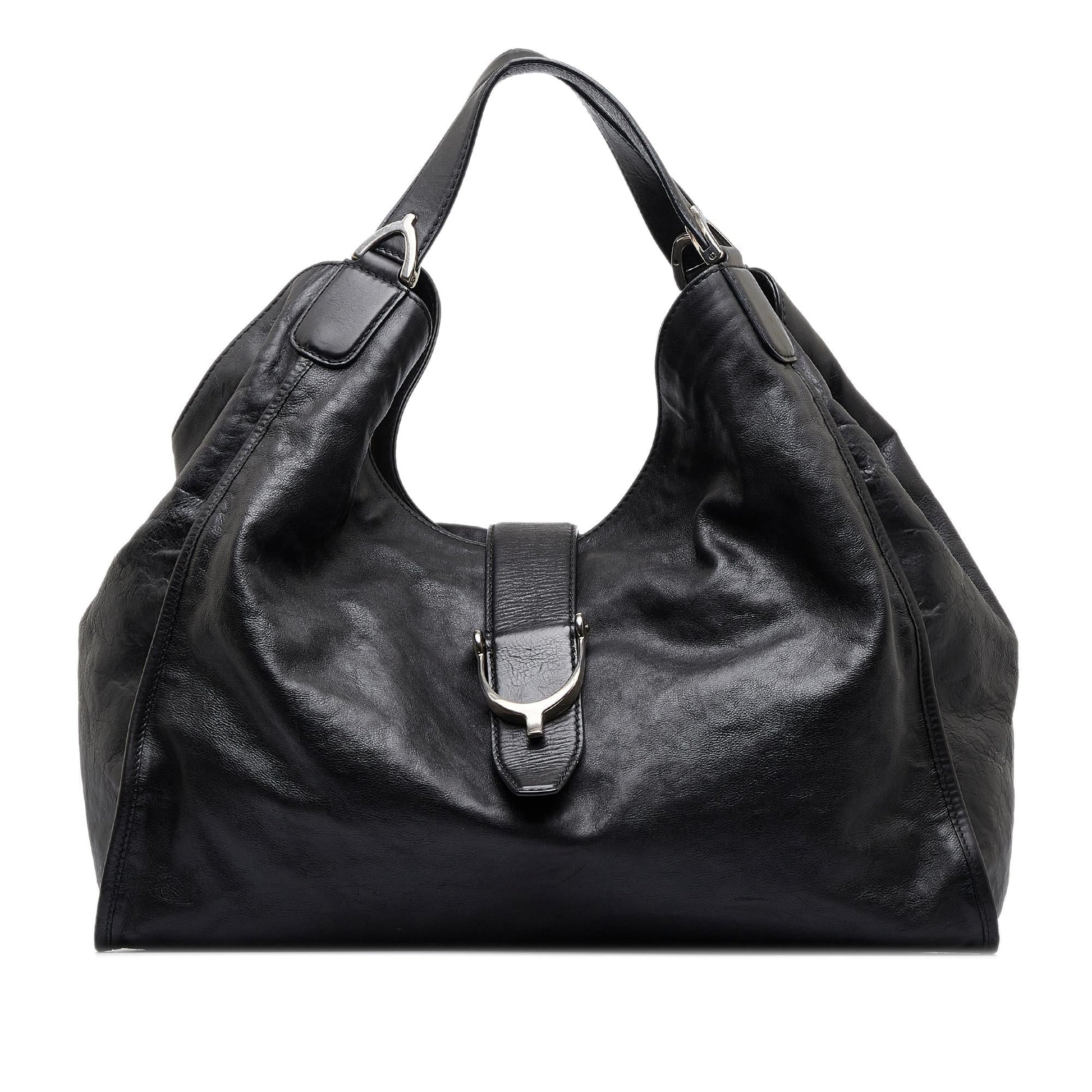 Gucci Soft Stirrup SHG-PzWIYH Calf Black Tote Bag