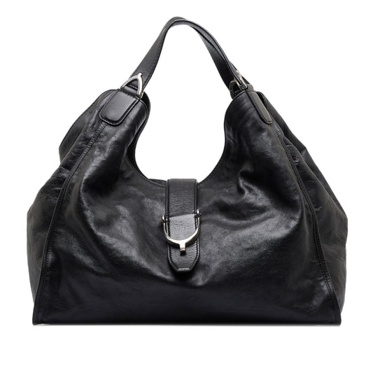 Gucci Soft Stirrup SHG-PzWIYH Calf Black Tote Bag