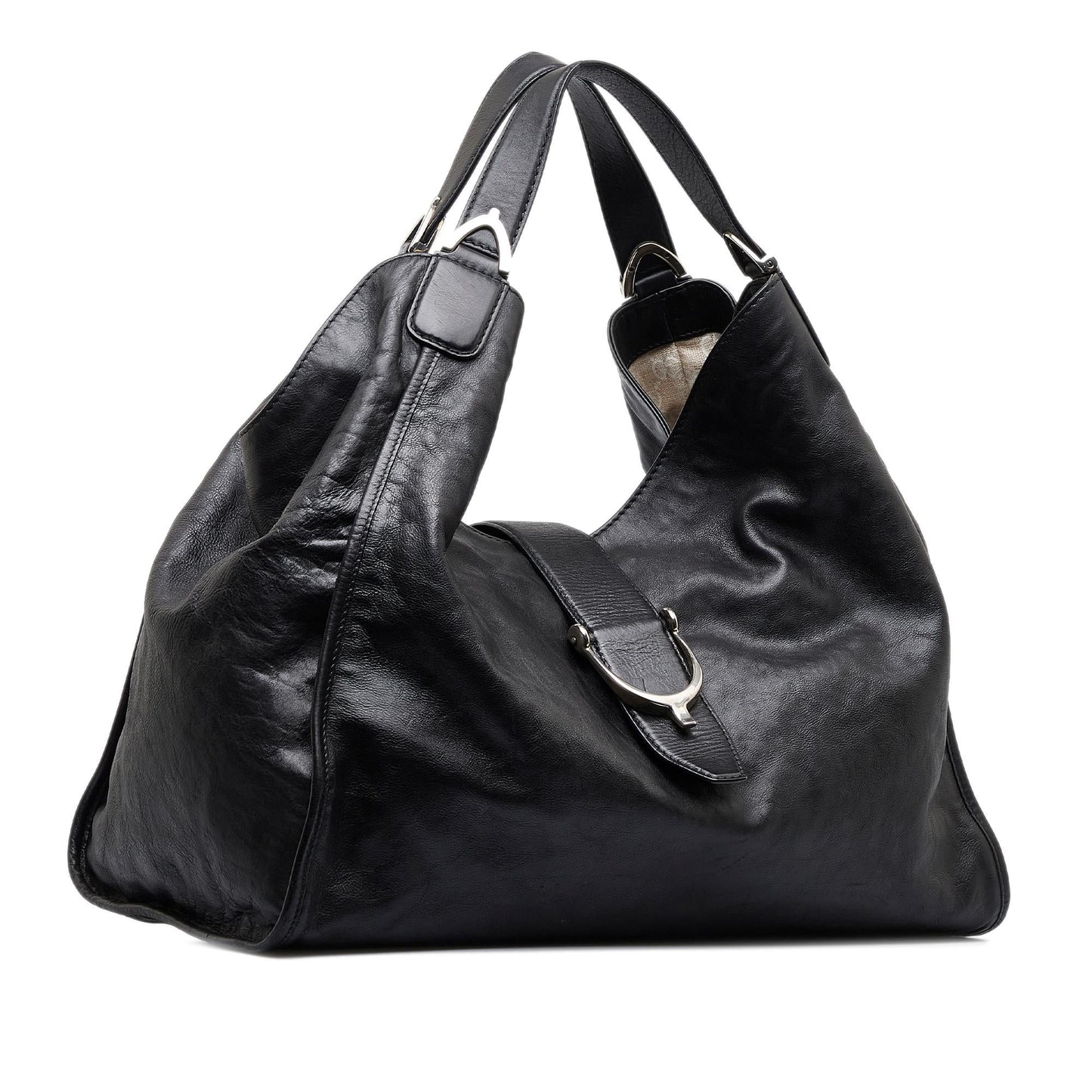 Gucci Soft Stirrup SHG-PzWIYH Calf Black Tote Bag