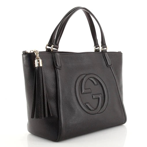 Gucci PEBBLED SOHO Leather Top Handle Travel Bag