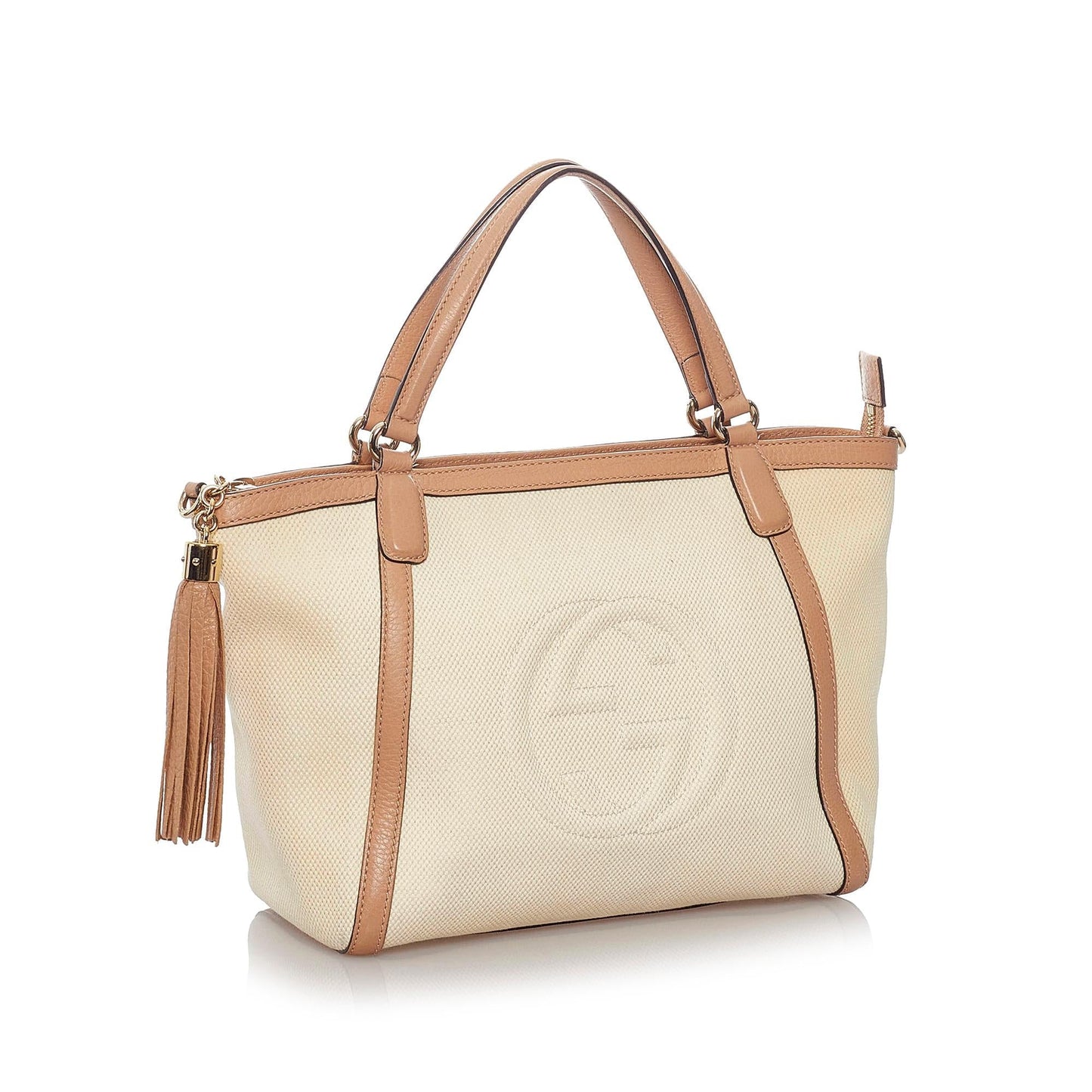Gucci Soho Cellarius SHG Canvas White Brown Satchel Bag