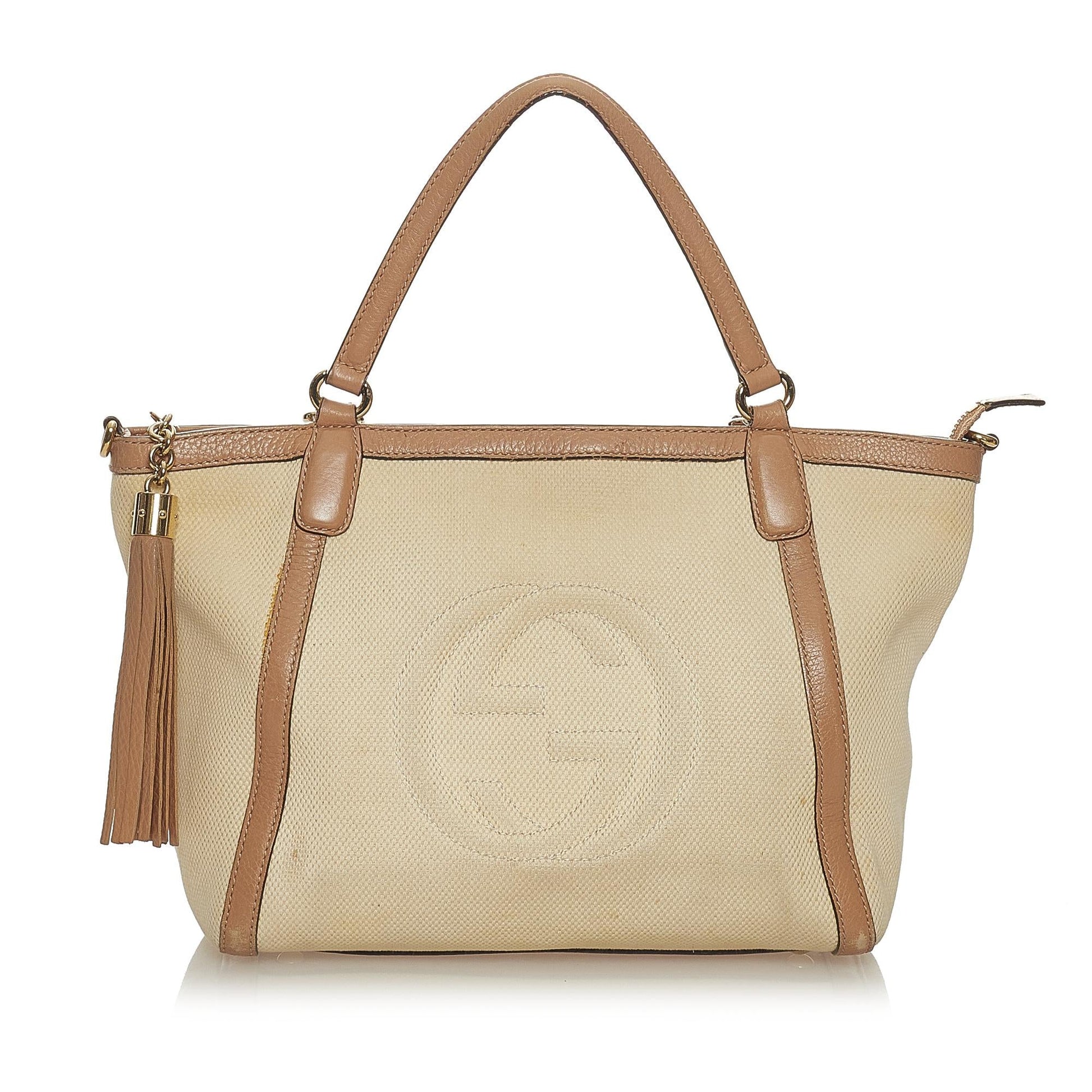 Gucci Soho Cellarius SHG-kJ8Ixq Leather Calf White Brown Satchel Bag