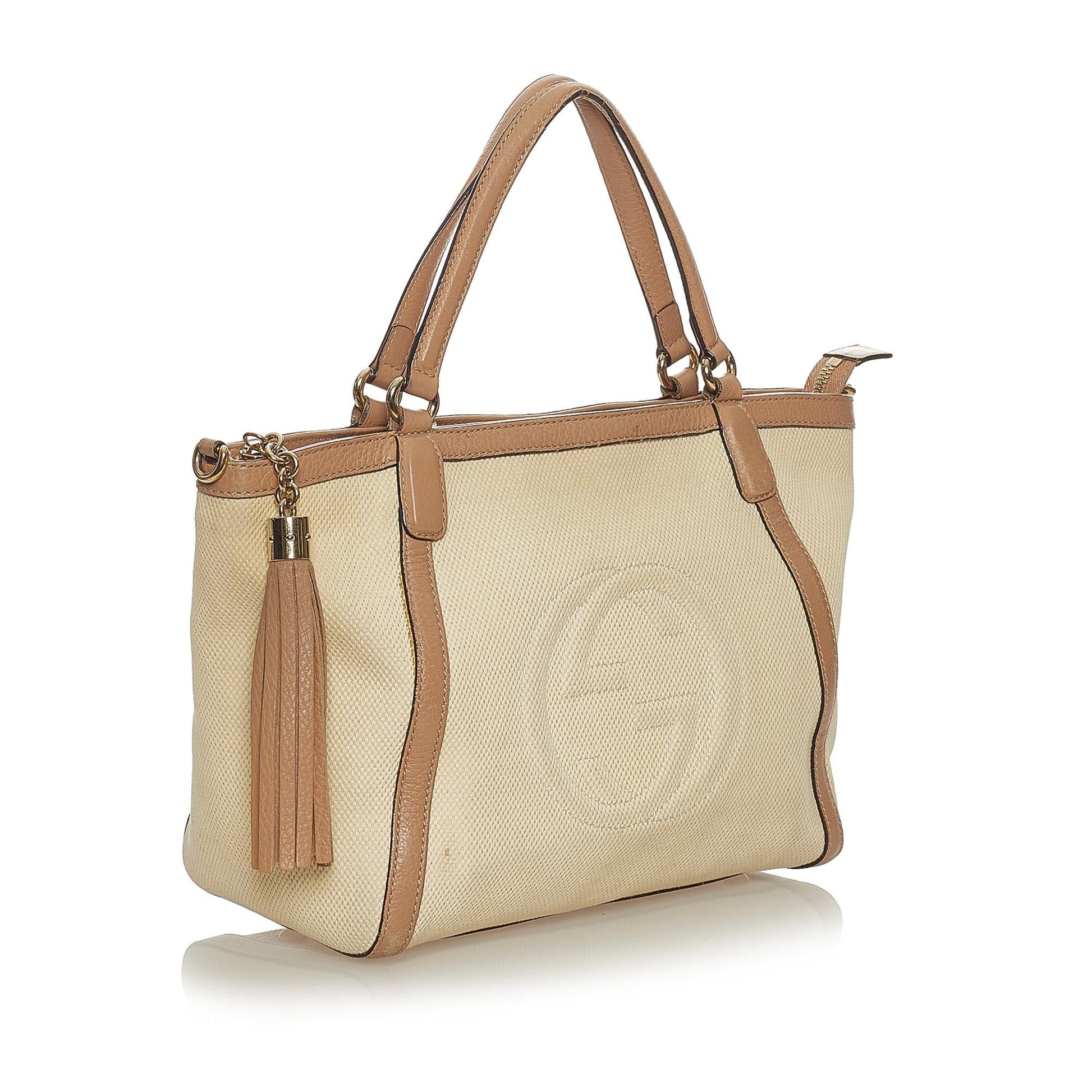 Gucci Soho Cellarius SHG-kJ8Ixq Leather Calf White Brown Satchel Bag