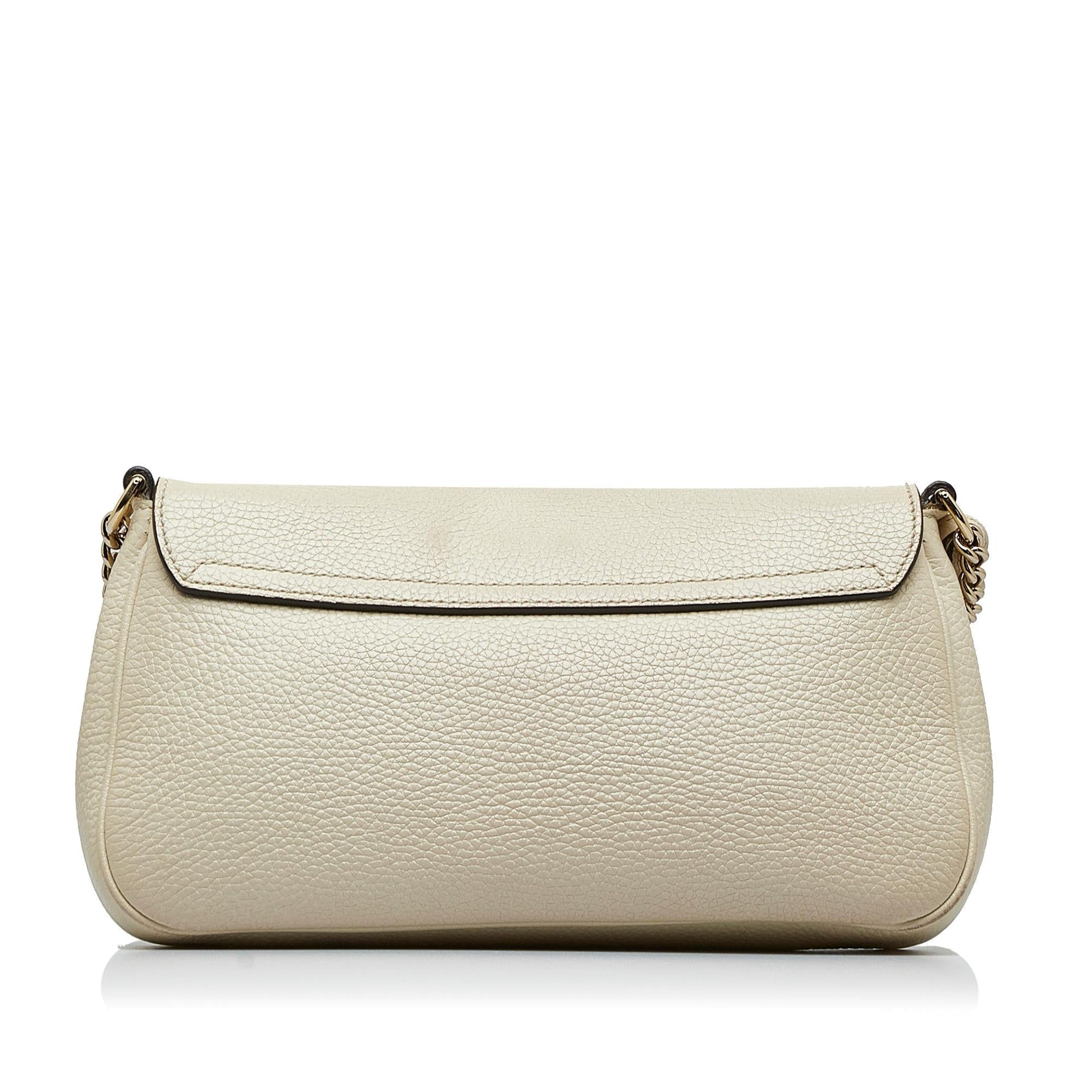 Gucci Soho SHG-GN0mba Calf White Chain Crossbody Bag