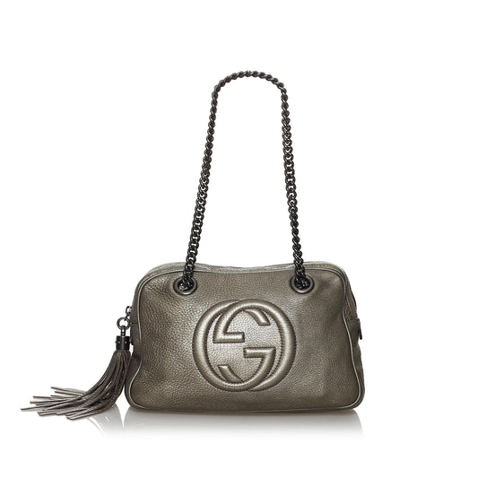Gucci Soho SHG Leather Calf Grey Chain Shoulder Bag
