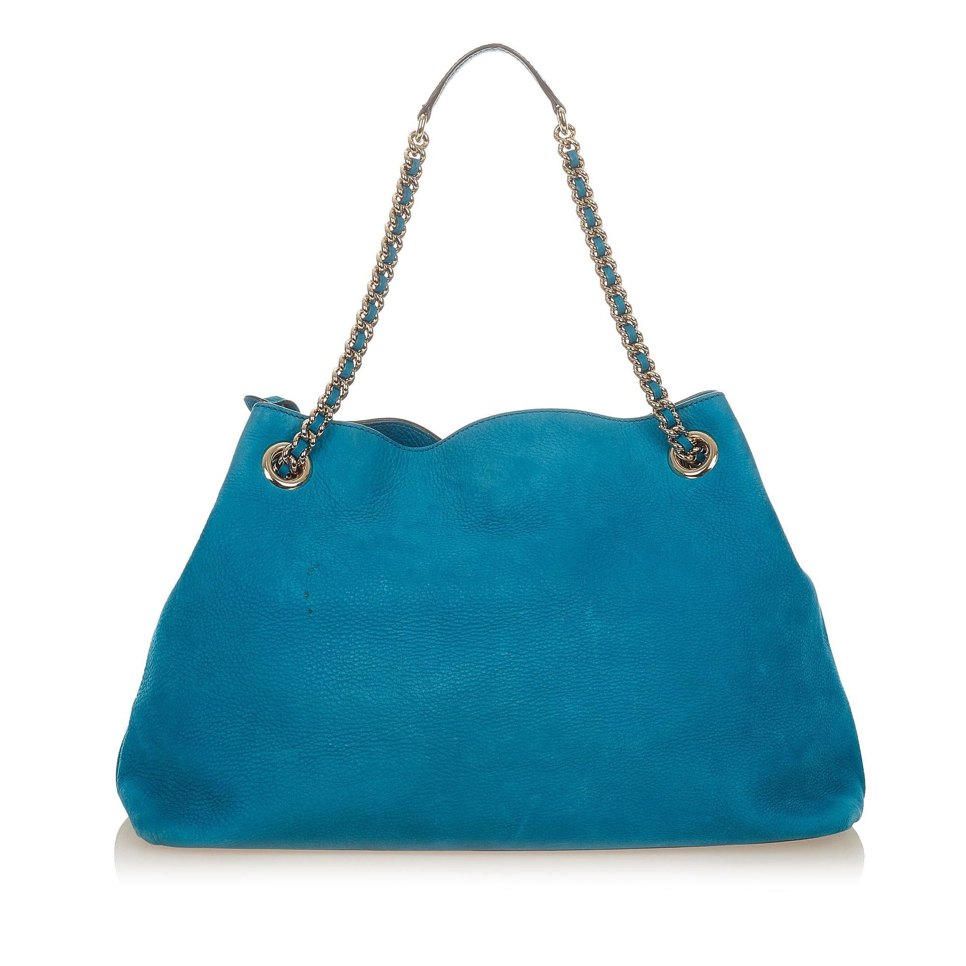 Gucci Soho SHG Leather Calf Blue Chain Shoulder Bag
