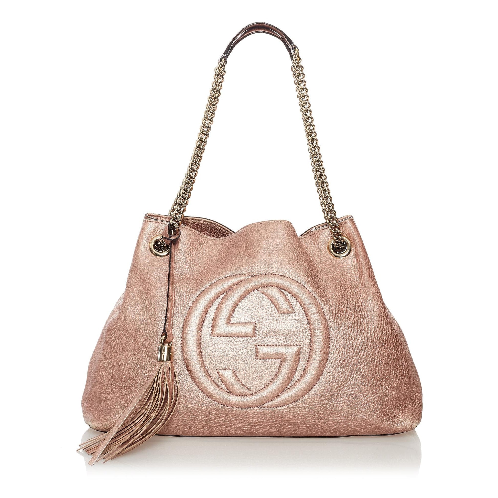 Gucci Soho SHG Leather Calf Pink Chain Tote Bag