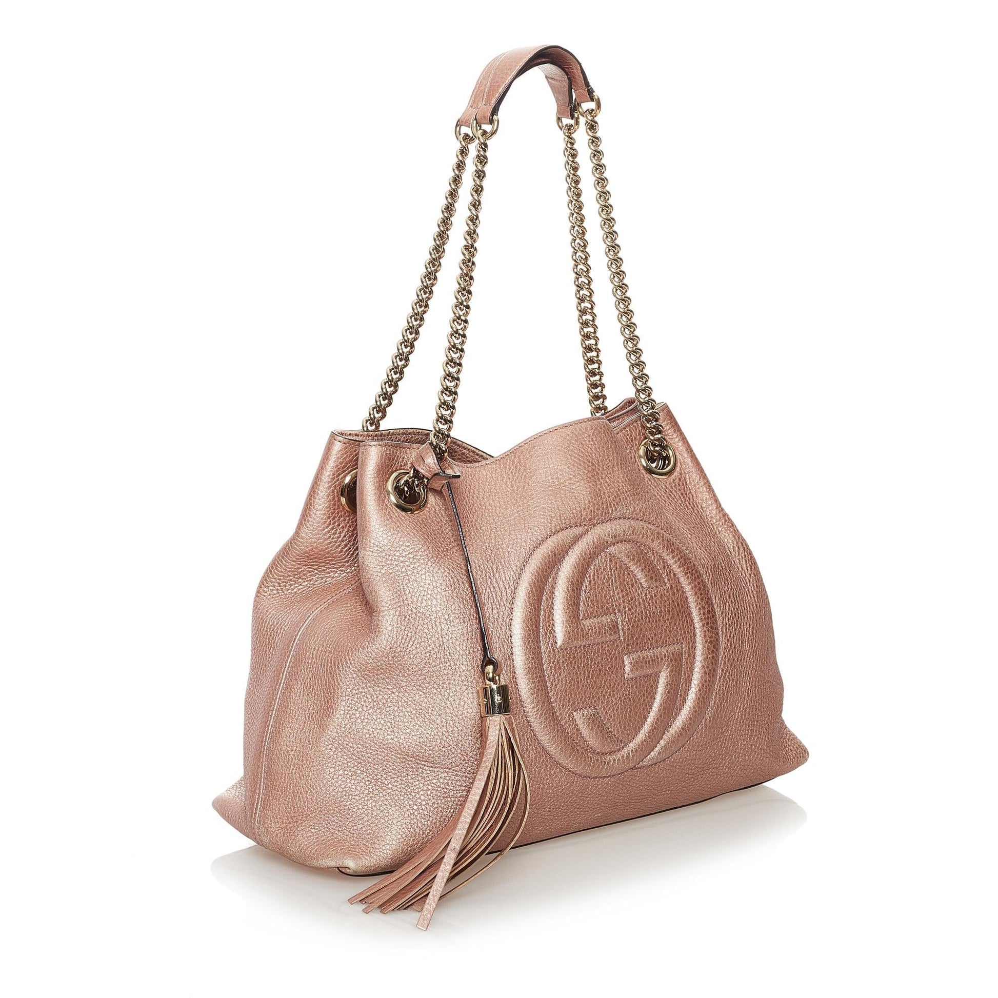 Gucci Soho SHG Leather Calf Pink Chain Tote Bag
