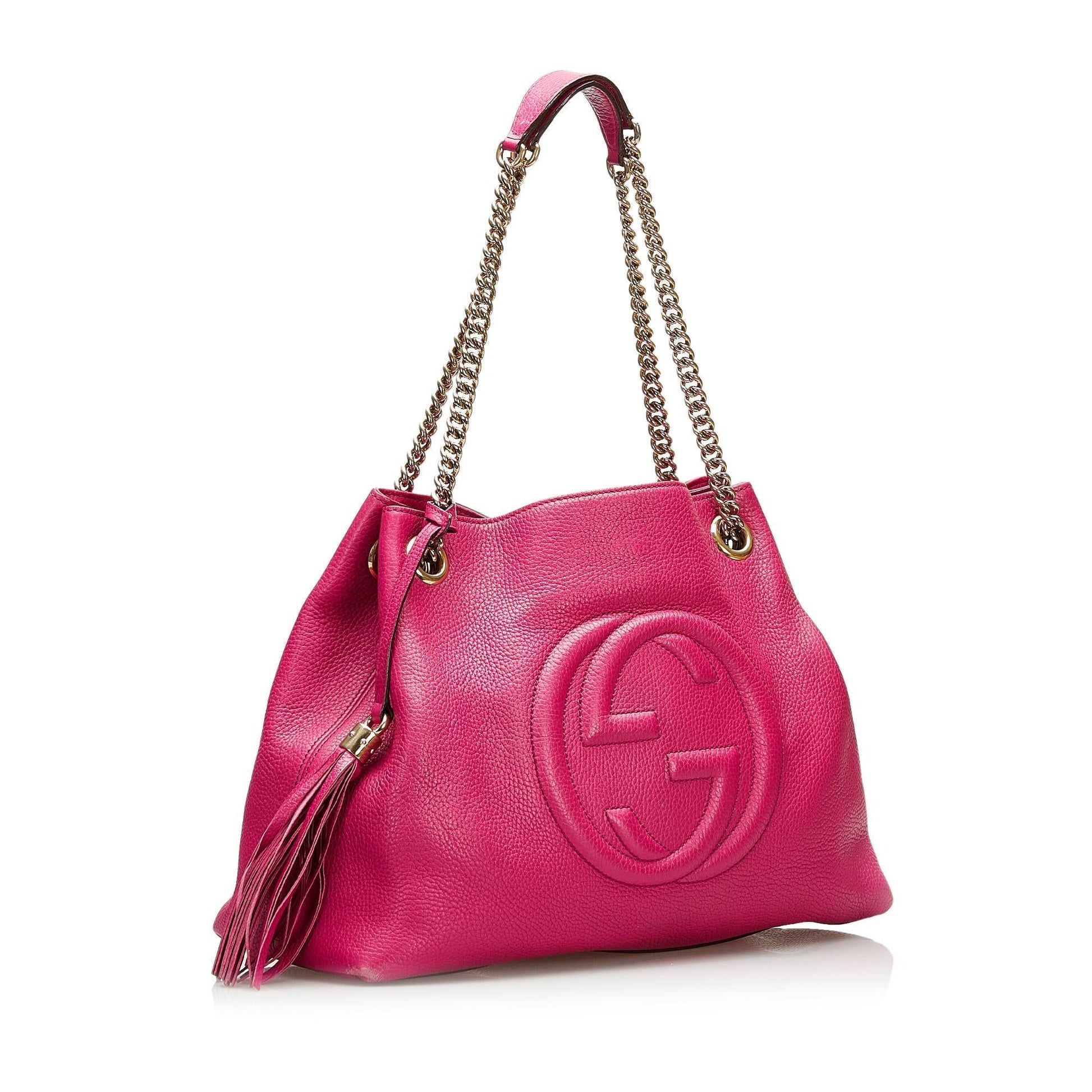 Gucci Soho SHG Leather Calf Pink Chain Tote Bag Bag Shg