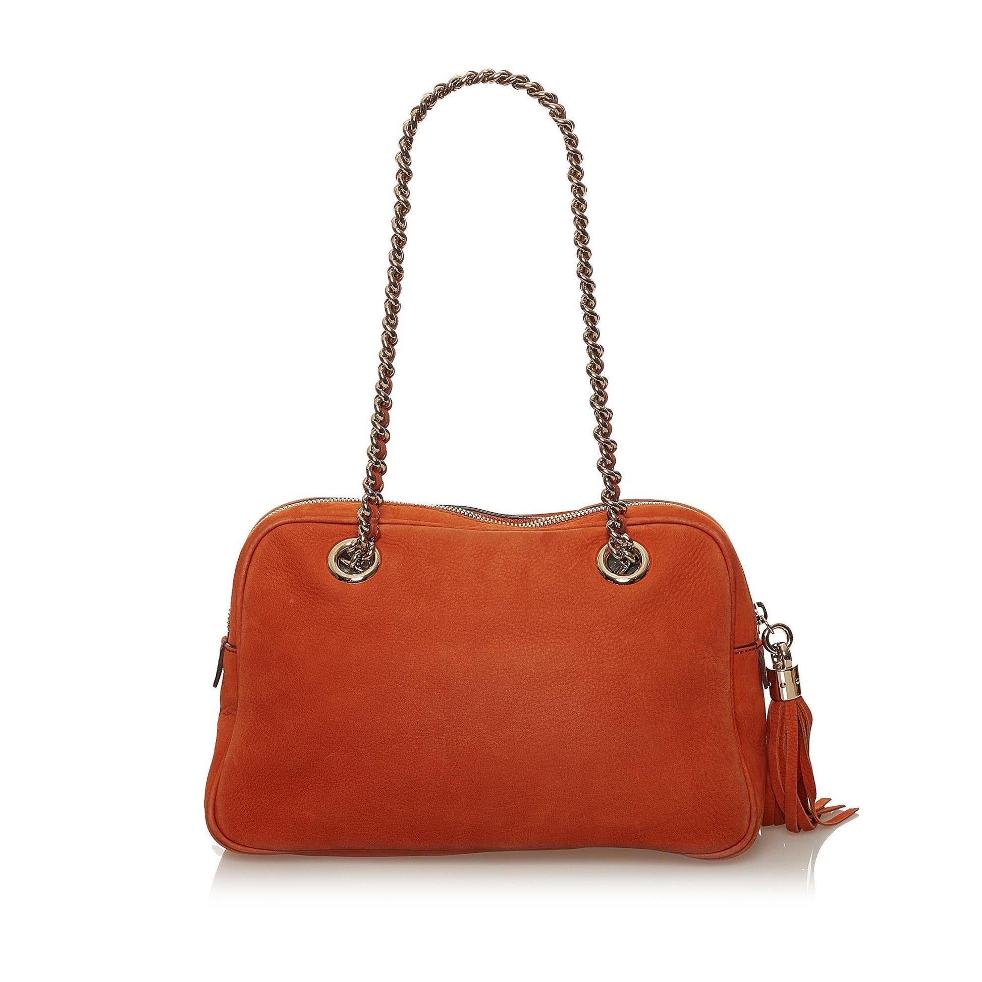 Gucci Soho Nubuck SHG Leather Calf Orange Chain Shoulder Bag