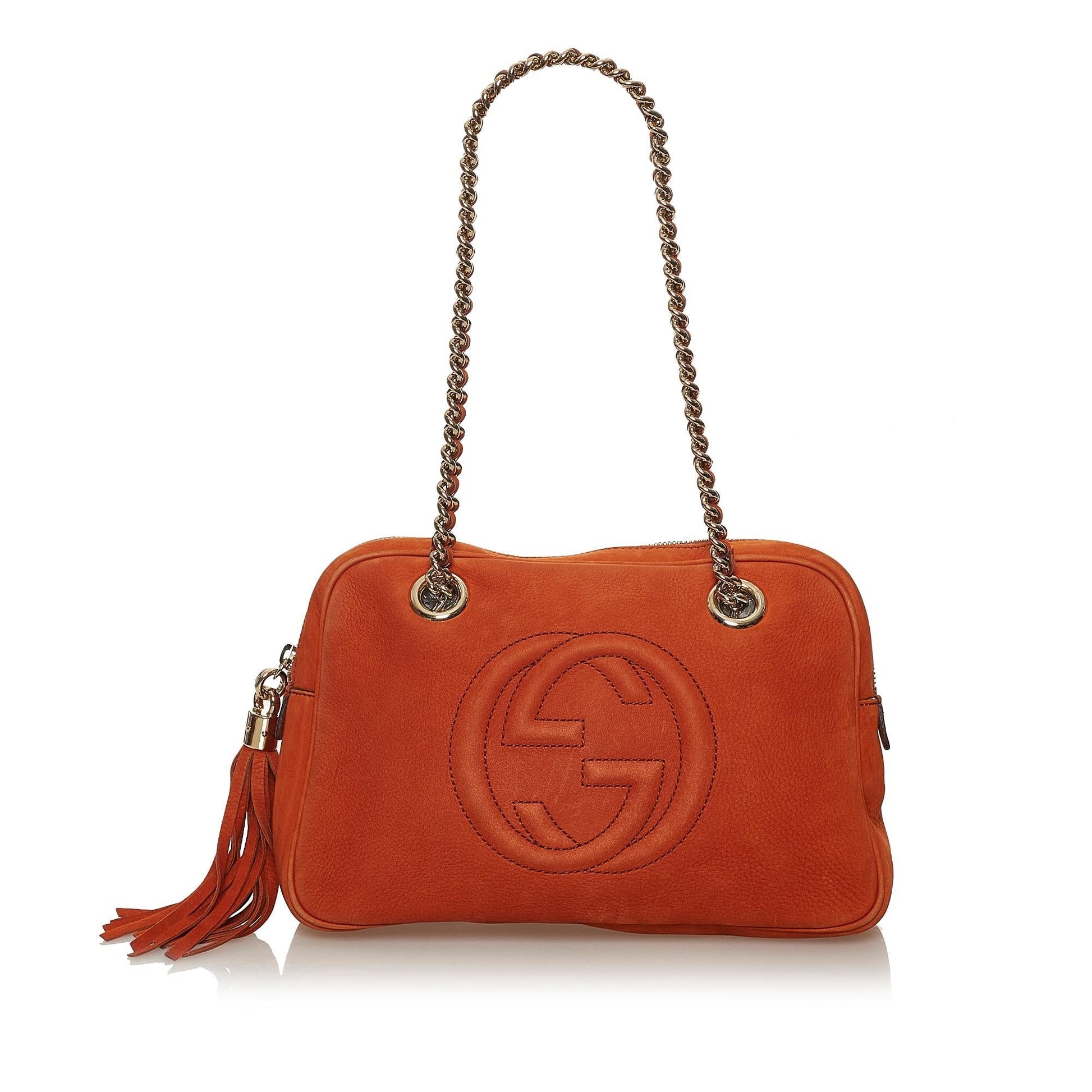 Gucci Soho Nubuck SHG Leather Calf Orange Chain Shoulder Bag