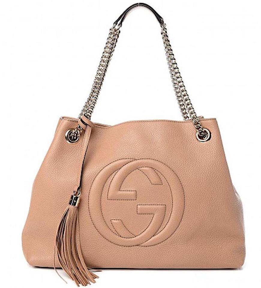 Gucci PEBBLED SOHO Calfskin Medium Chain Shoulder Bag