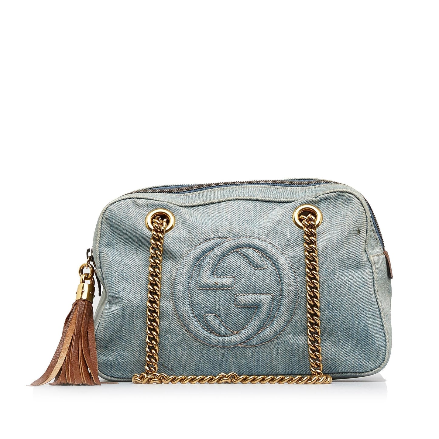 Gucci Soho SHG-W4l9Vq Denim Blue Chain Shoulder Bag