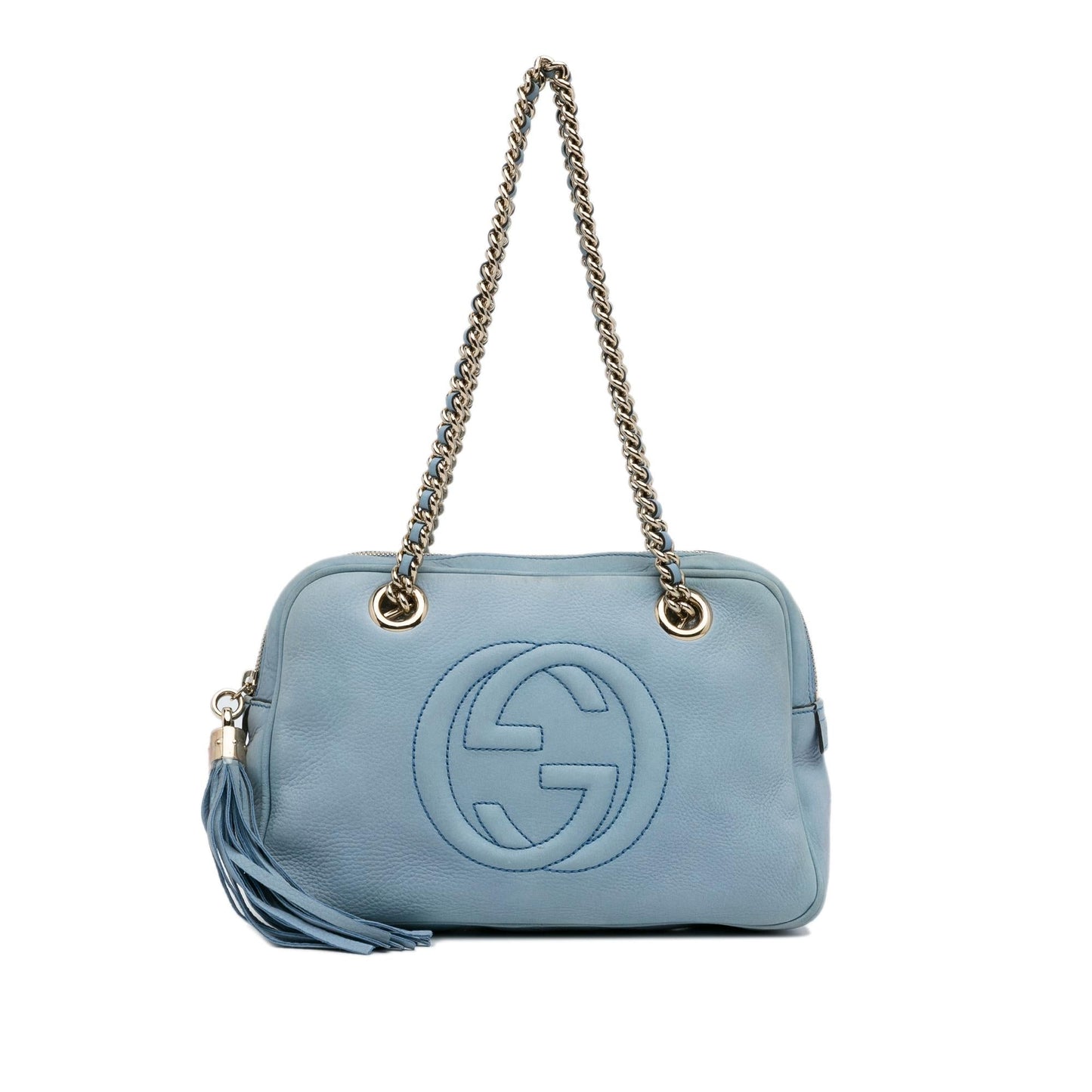 Gucci Soho SHG-kIqnR7 Calf Blue Chain Shoulder Bag