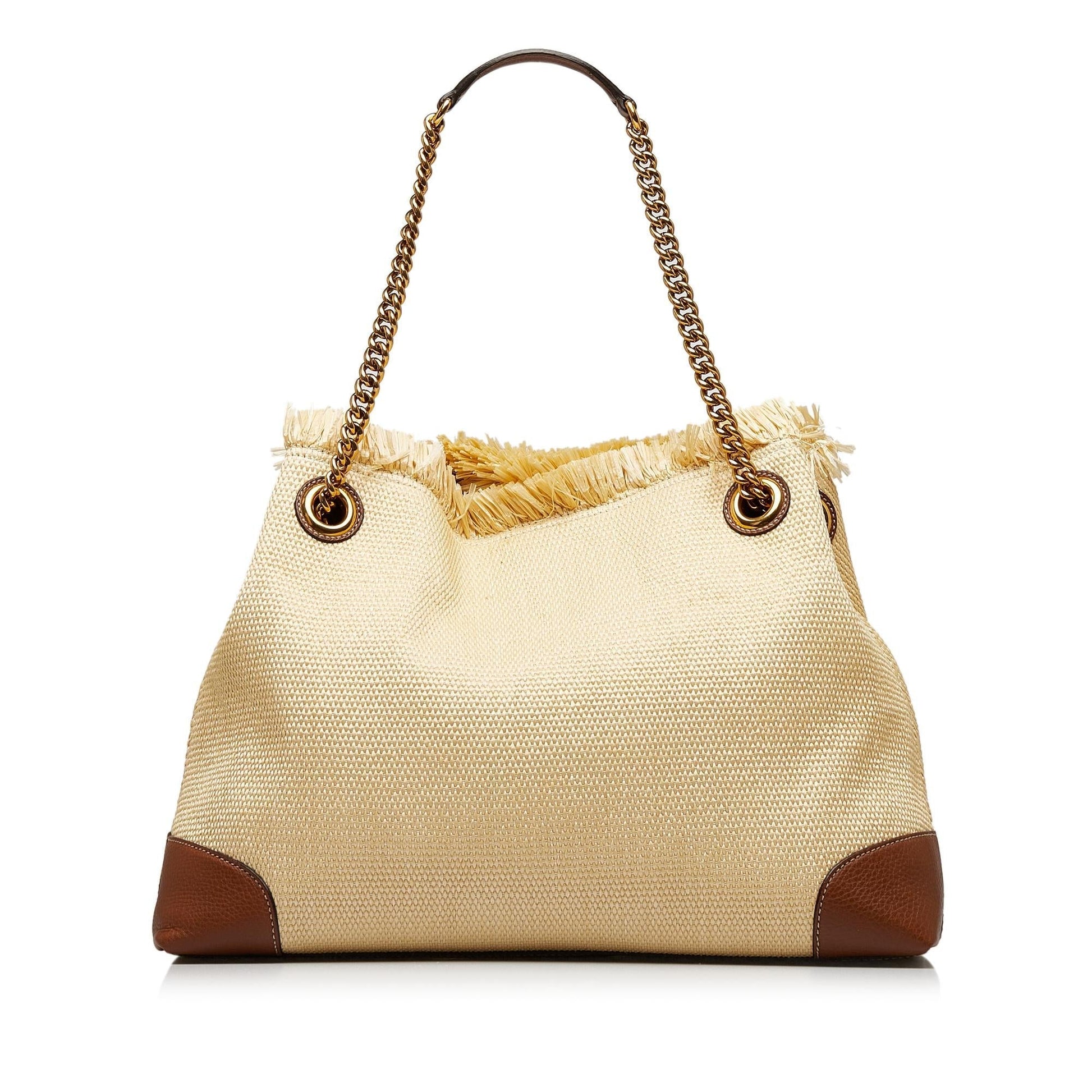 Gucci Soho SHG-TXcRsL Raffia Brown Chain Shoulder Bag
