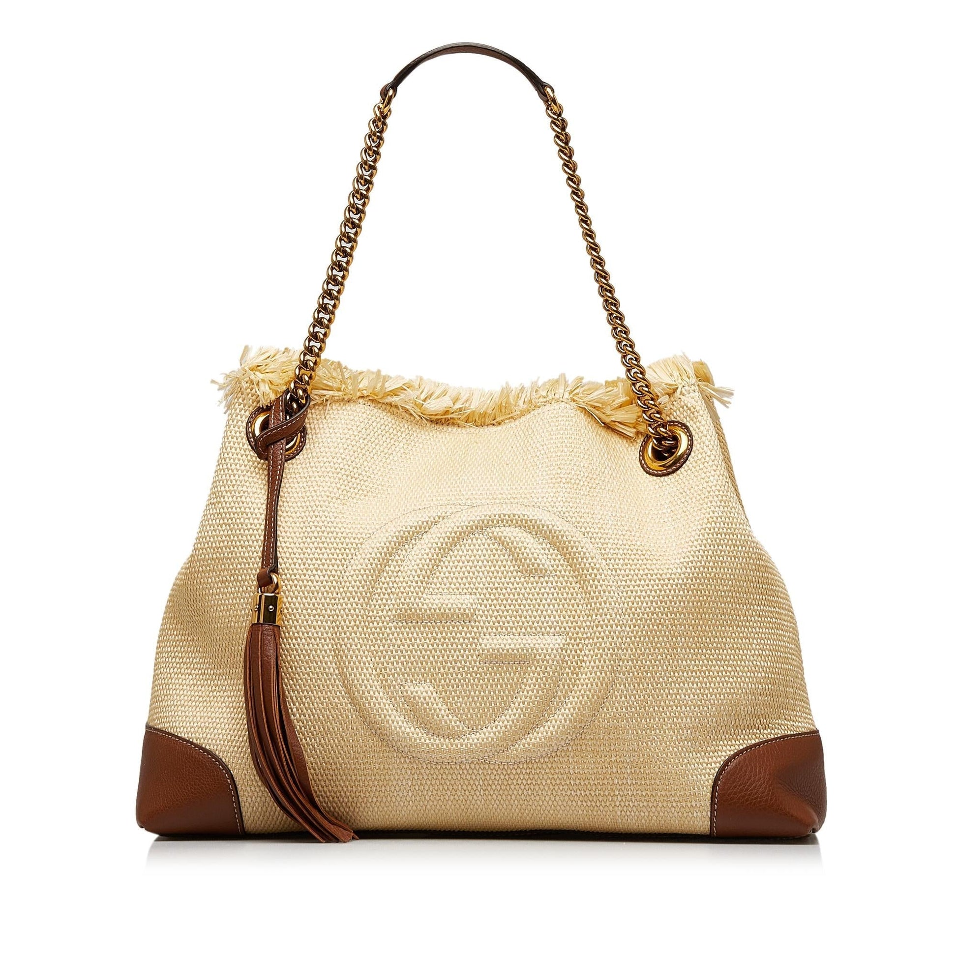 Gucci Soho SHG-TXcRsL Raffia Brown Chain Shoulder Bag