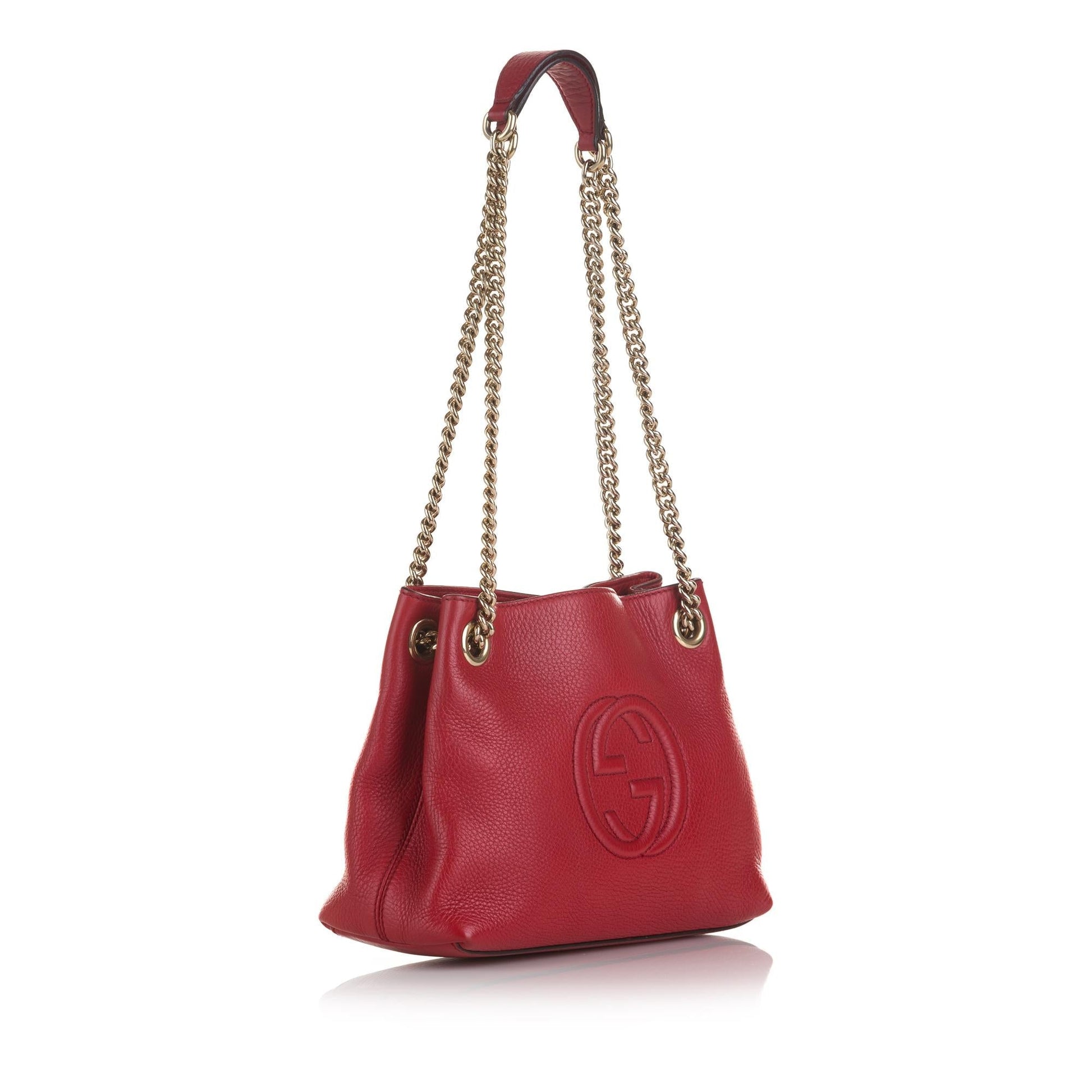 Gucci Soho SHG-3nWKJF Calf Red Chain Tote Bag