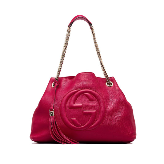 Gucci Soho SHG-ZrEU4v Calf Pink Chain Tote Bag