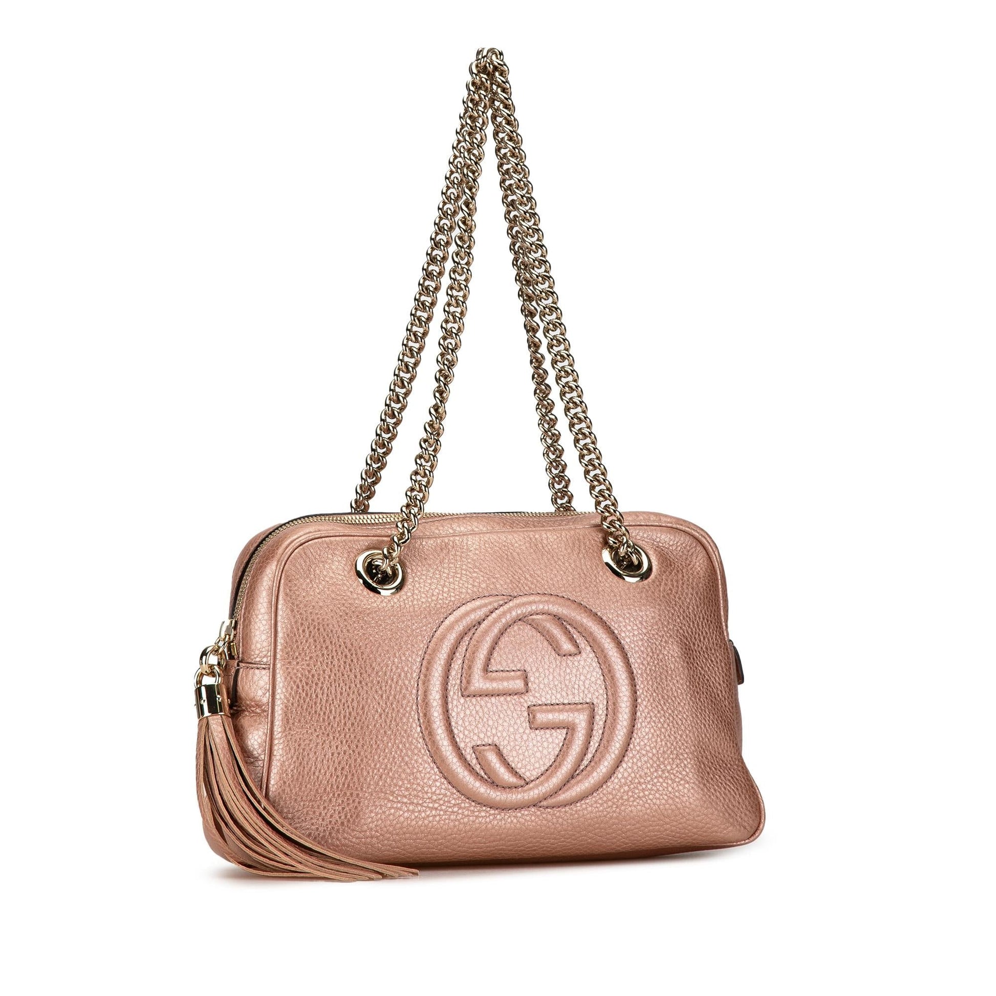 Gucci Soho Zip SHG-yJU7PY Calf Pink Chain Shoulder Bag