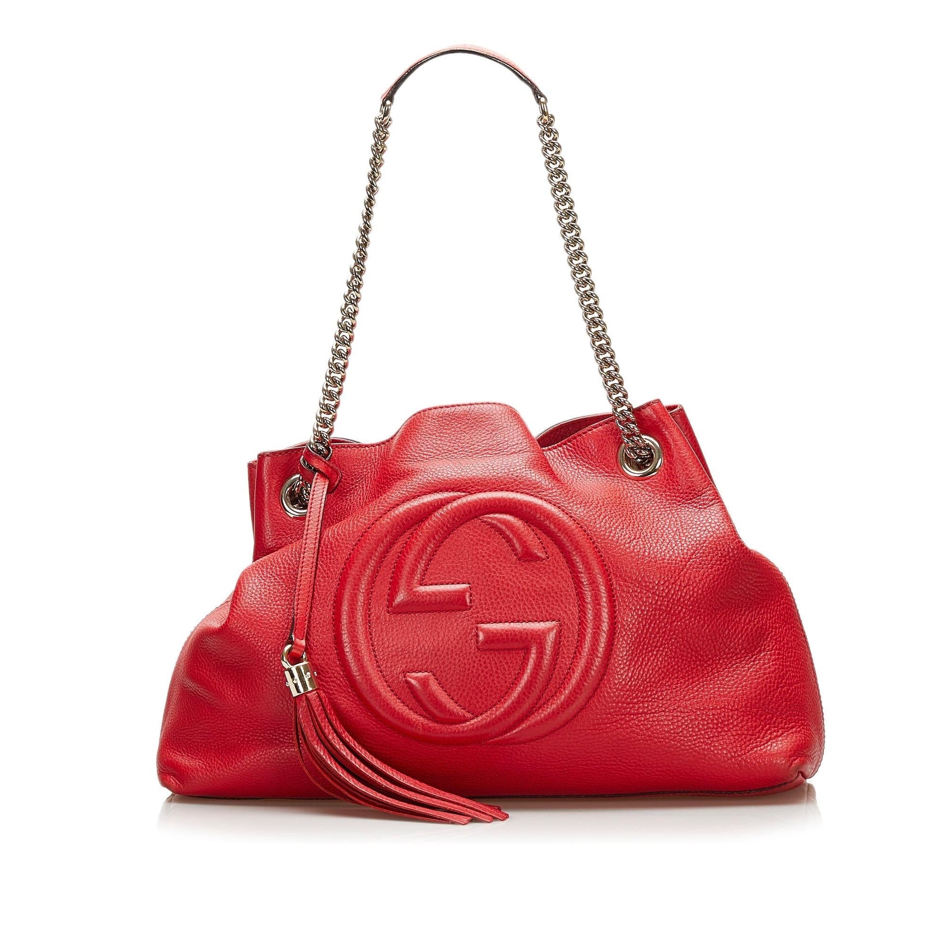 Gucci Soho SHG Calf Red Chain Tote Bag