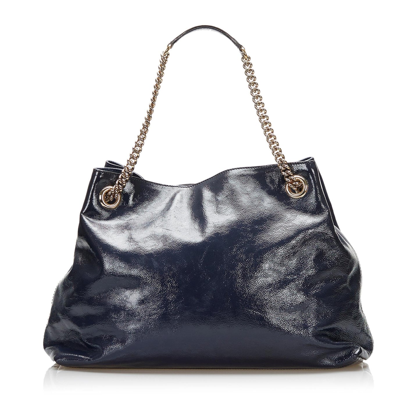 Gucci Soho SHG Leather Patent Blue Chain Tote Bag