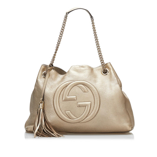 Gucci Soho SHG-yW04Lh Calf Gold Chain Tote Bag