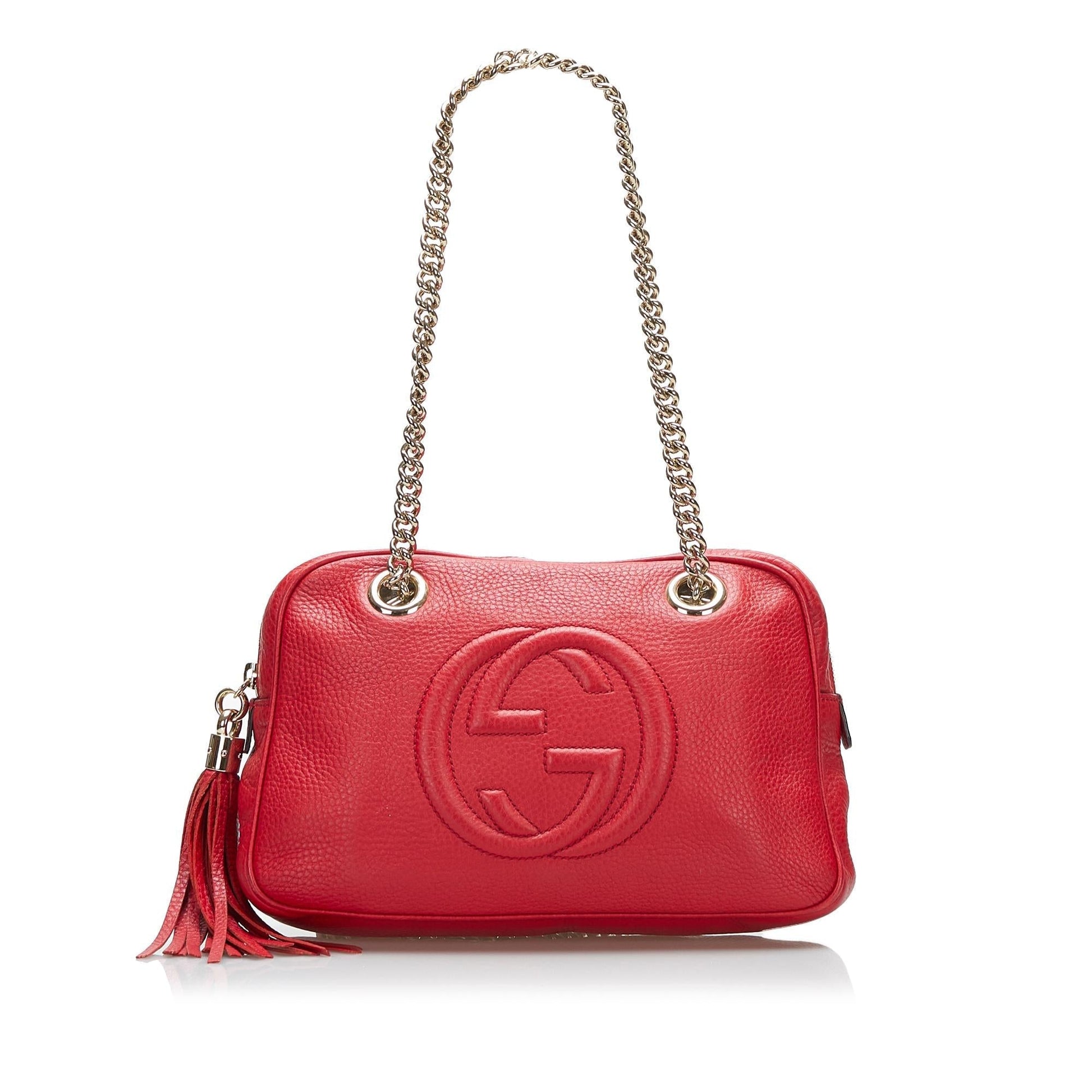 Gucci Soho SHG-4wGEYP Calf Red Chain Shoulder Bag