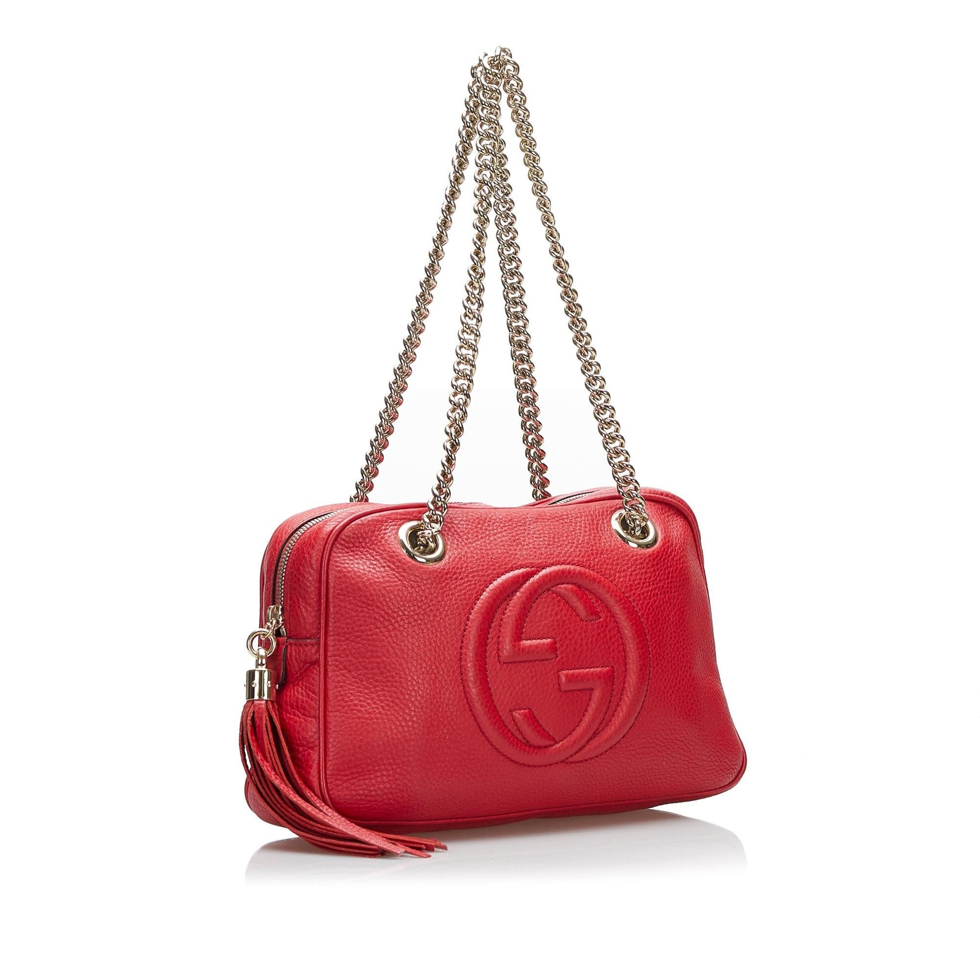 Gucci Soho SHG-4wGEYP Calf Red Chain Shoulder Bag