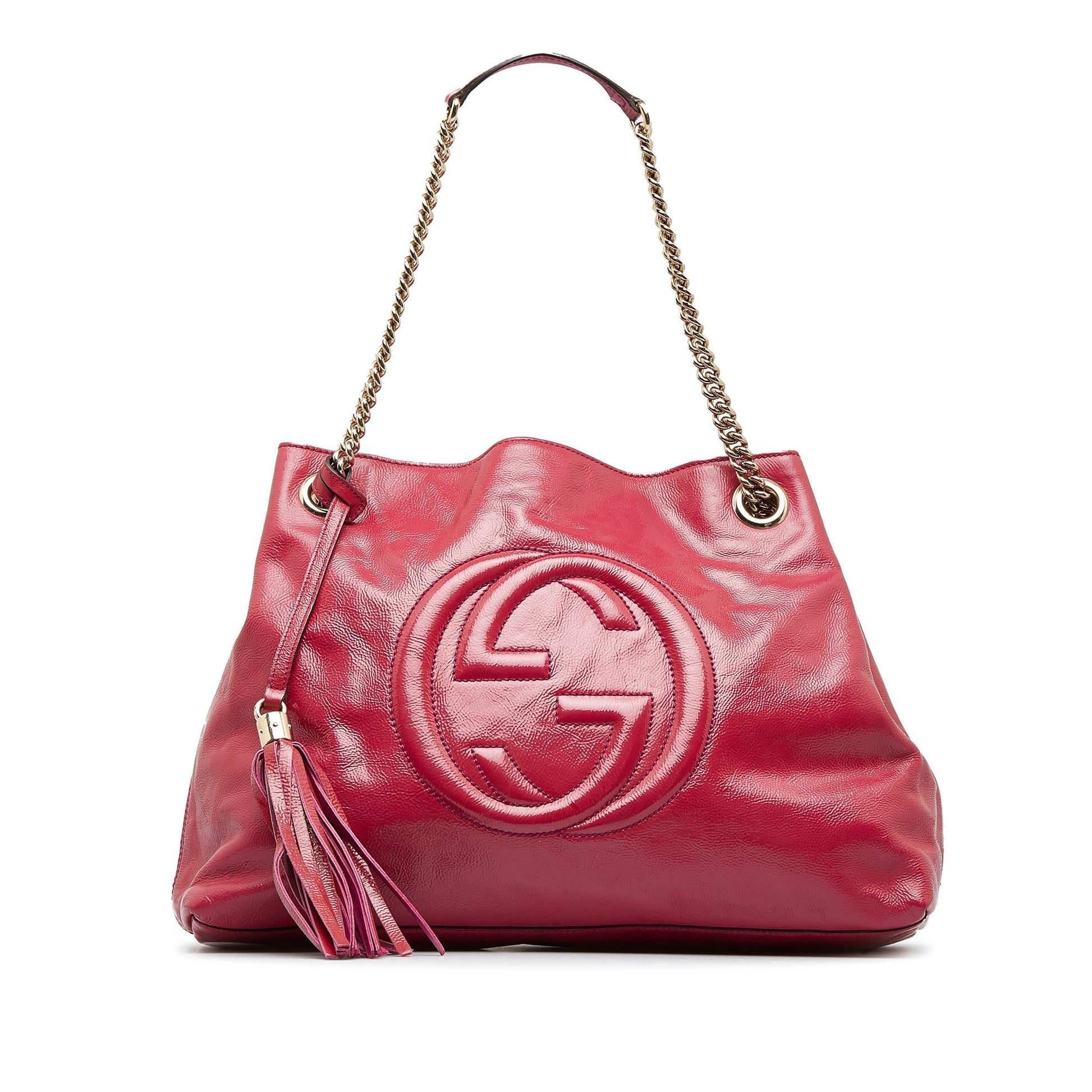 Gucci Soho SHG-kpX7Vj Leather Patent Red Chain Tote Bag