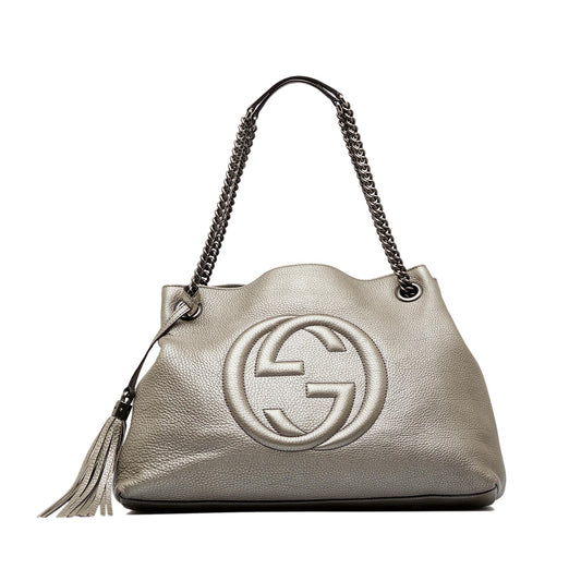 Gucci Soho SHG-ZmCwNr Calf Grey Chain Tote Bag