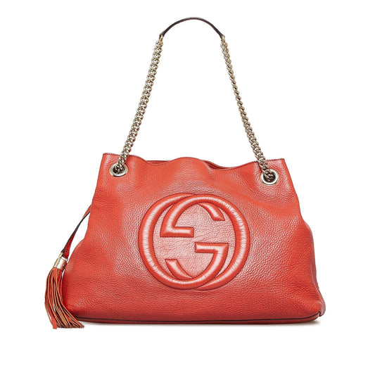 Gucci Soho SHG-bPjKBE Calf Orange Chain Tote Bag