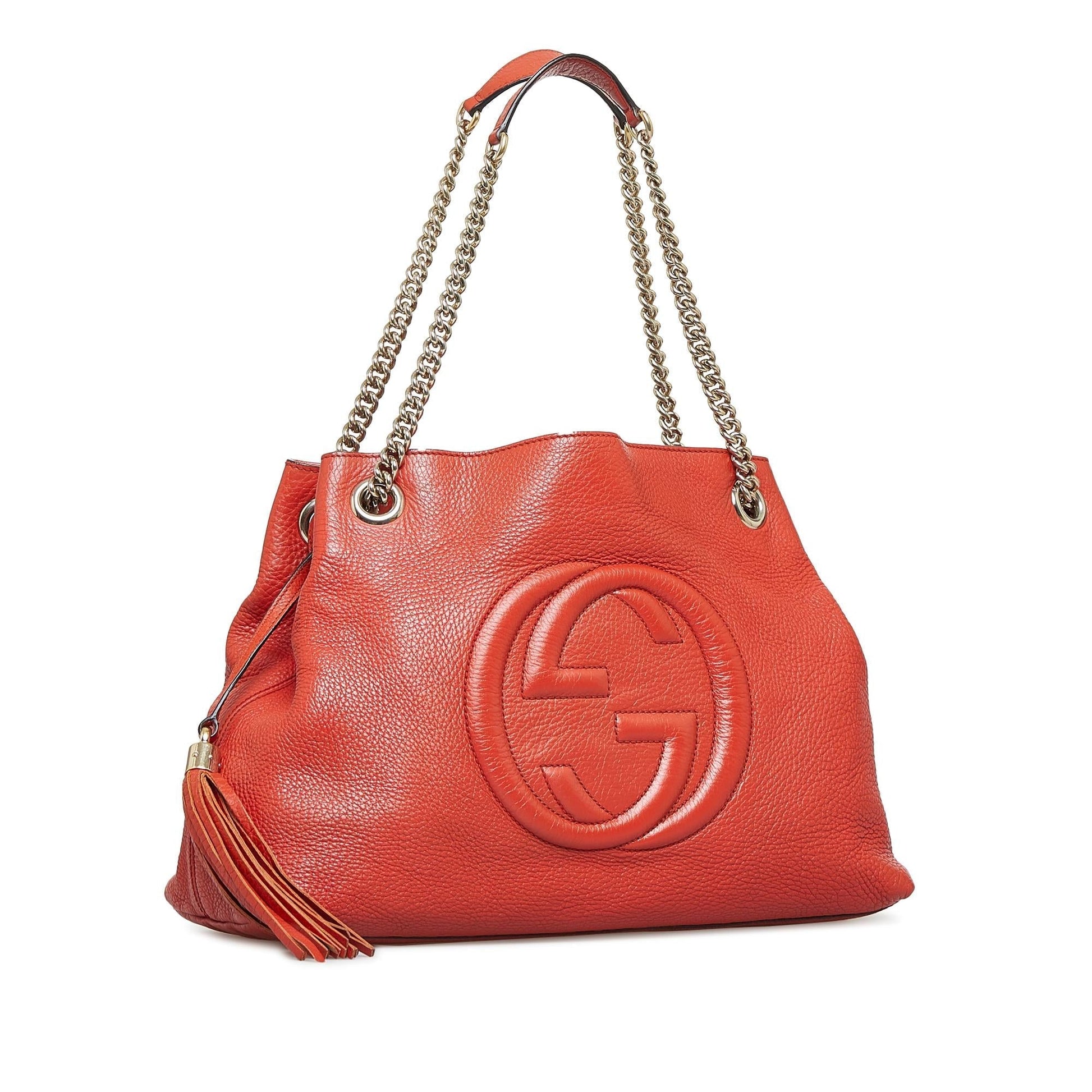 Gucci Soho SHG-bPjKBE Calf Orange Chain Tote Bag