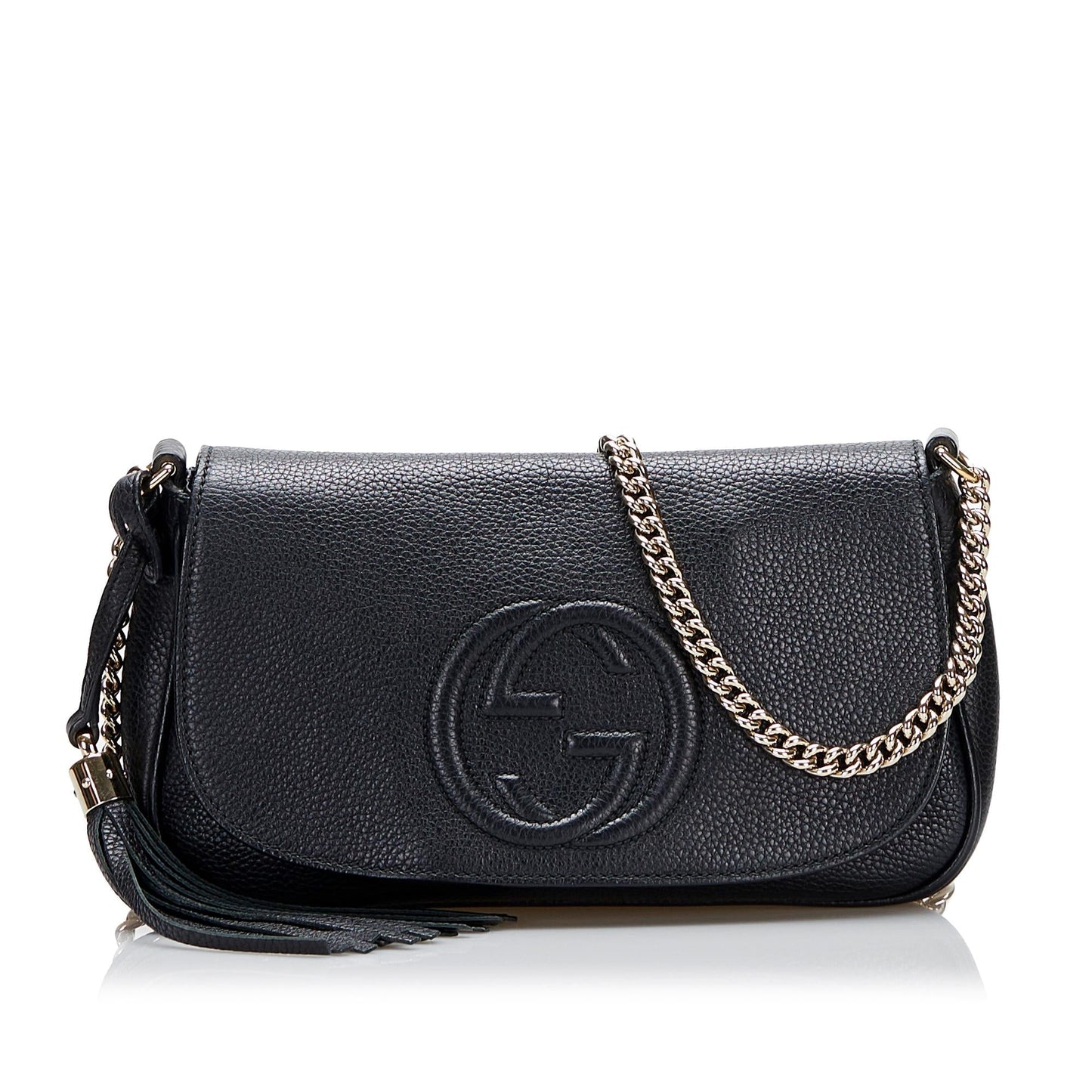 Gucci Soho SHG-hBJ0wb Calf Black Chain Flap Crossbody Bag