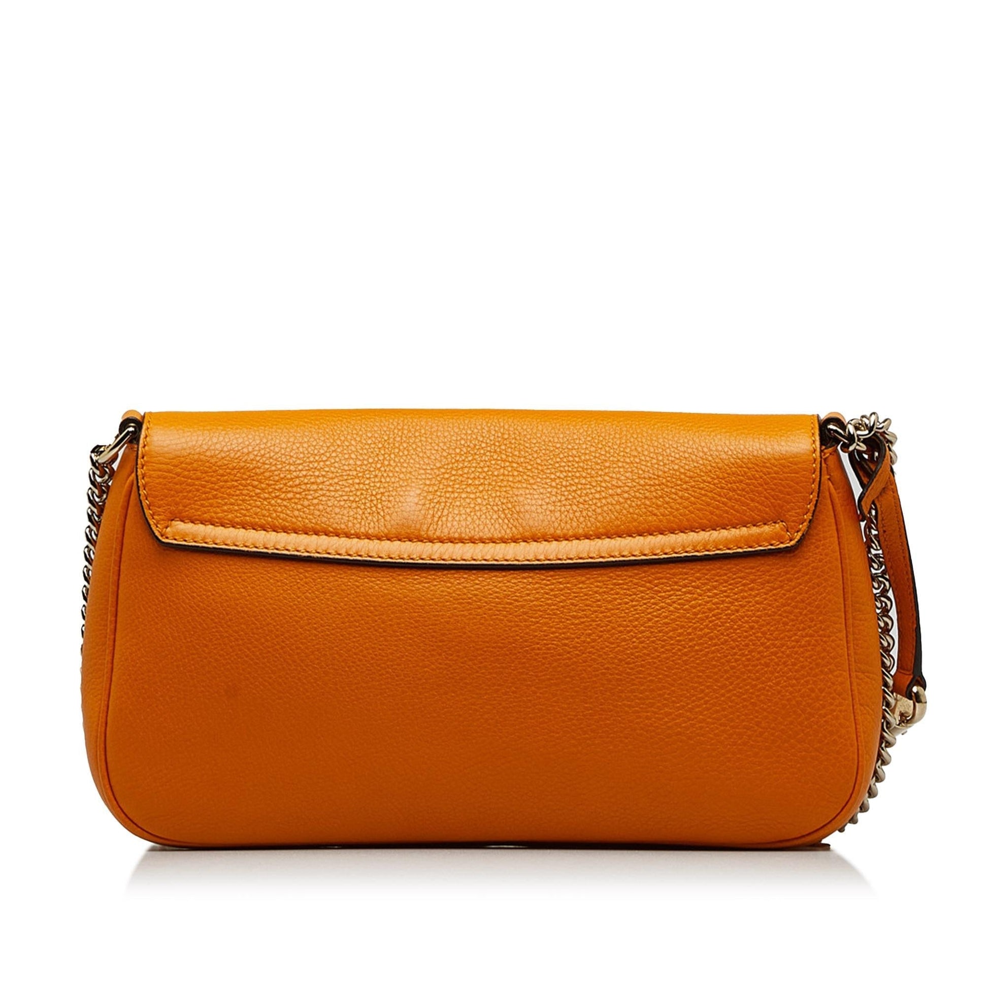 Gucci Soho SHG-JIBqS7 Calf Orange Chain Flap Crossbody Bag
