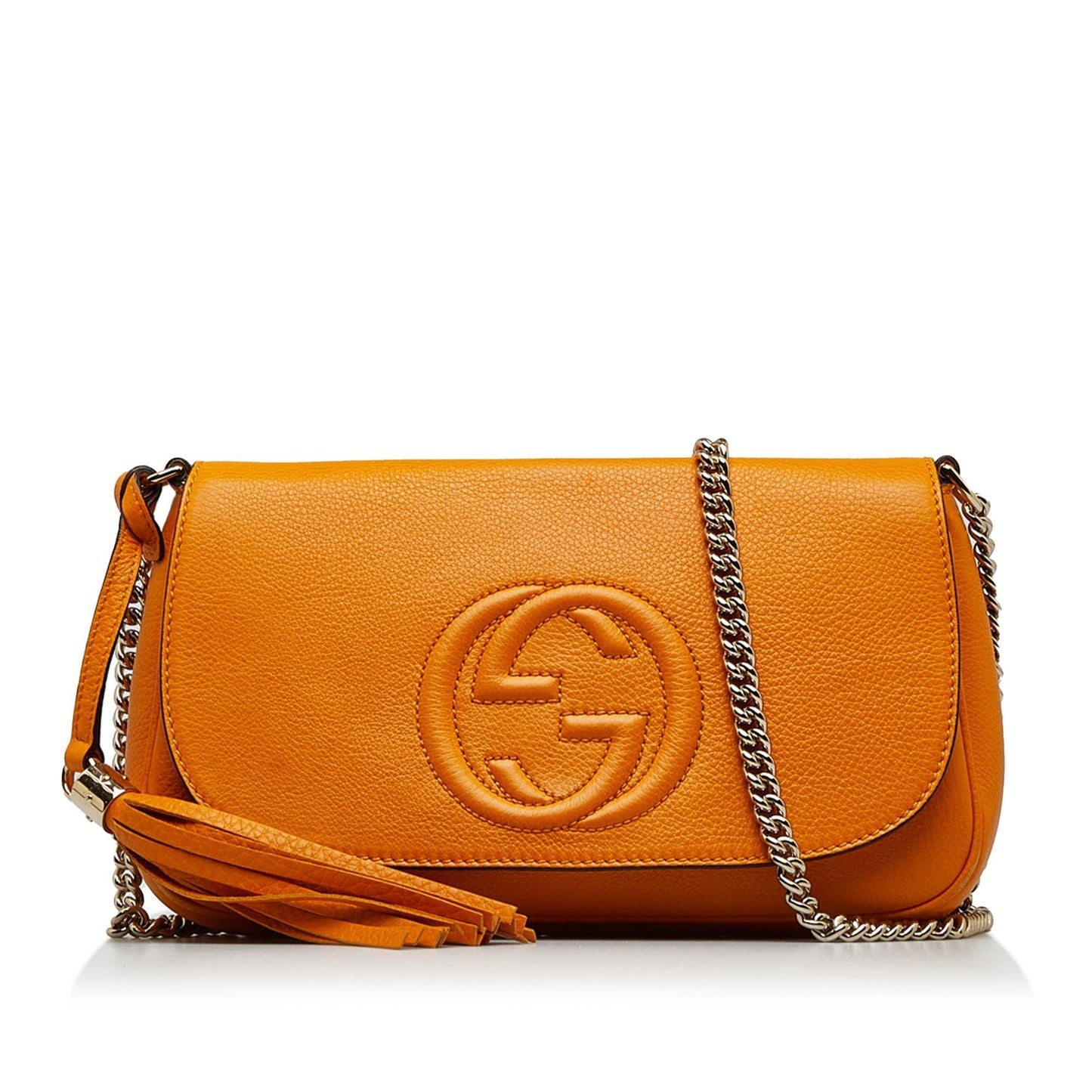 Gucci Soho SHG-JIBqS7 Calf Orange Chain Flap Crossbody Bag