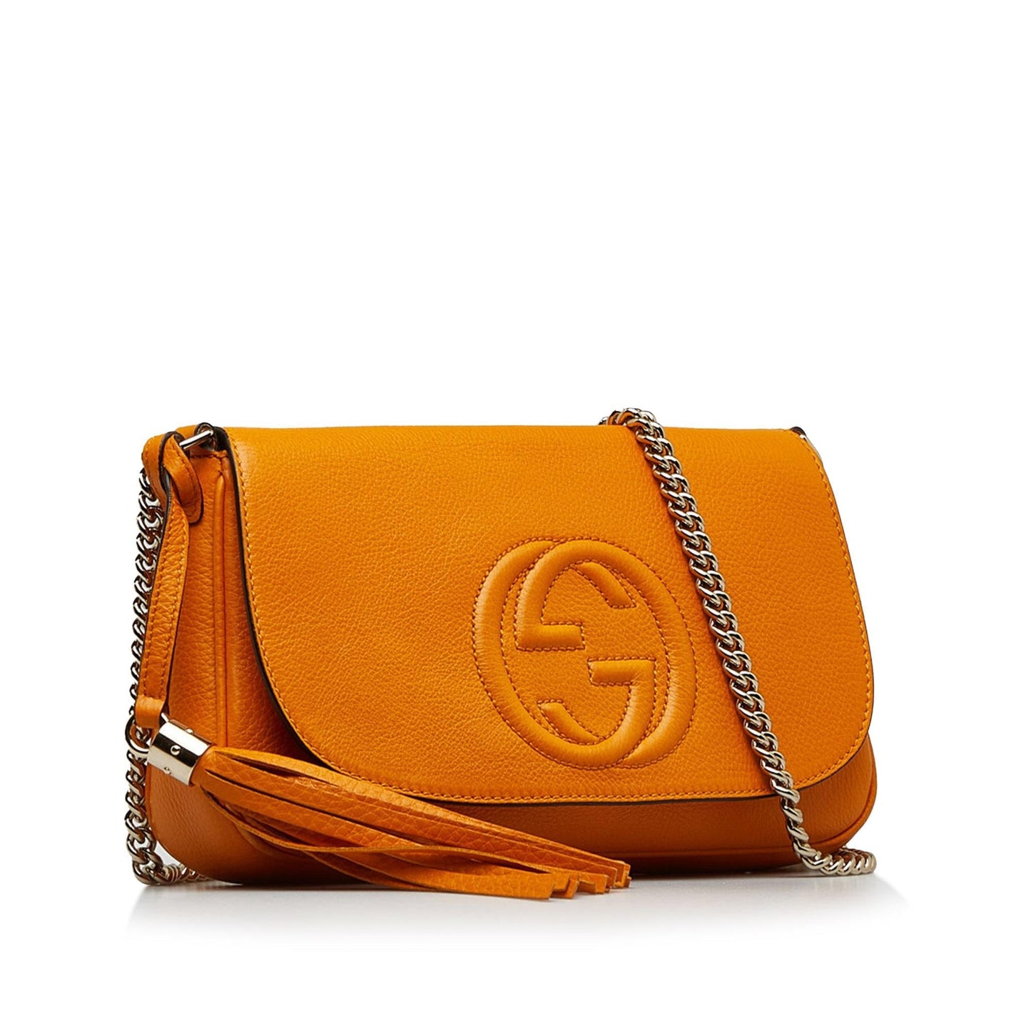Gucci Soho SHG-JIBqS7 Calf Orange Chain Flap Crossbody Bag