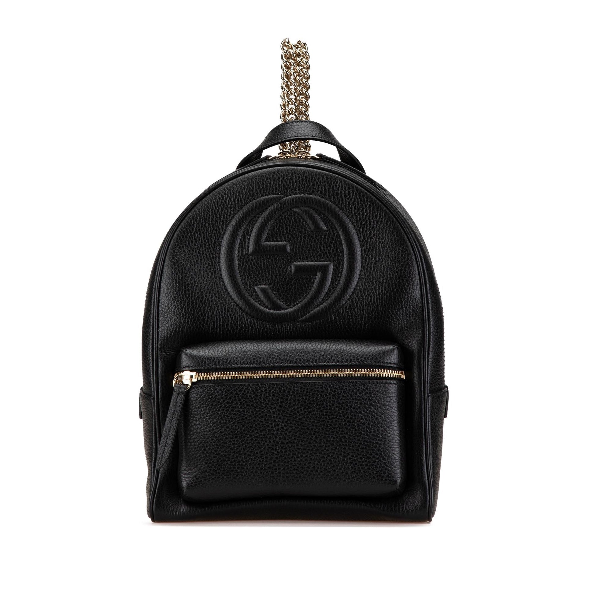 Gucci Soho Backpack Leather Calf Black Chain Backpack 1