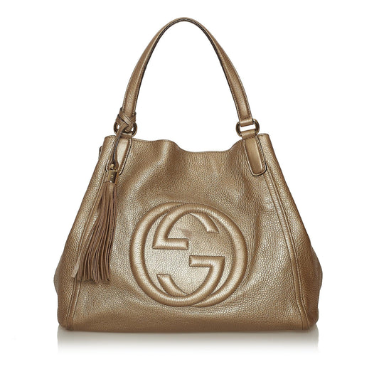 Gucci Soho SHG Leather Calf Gold Tote Bag