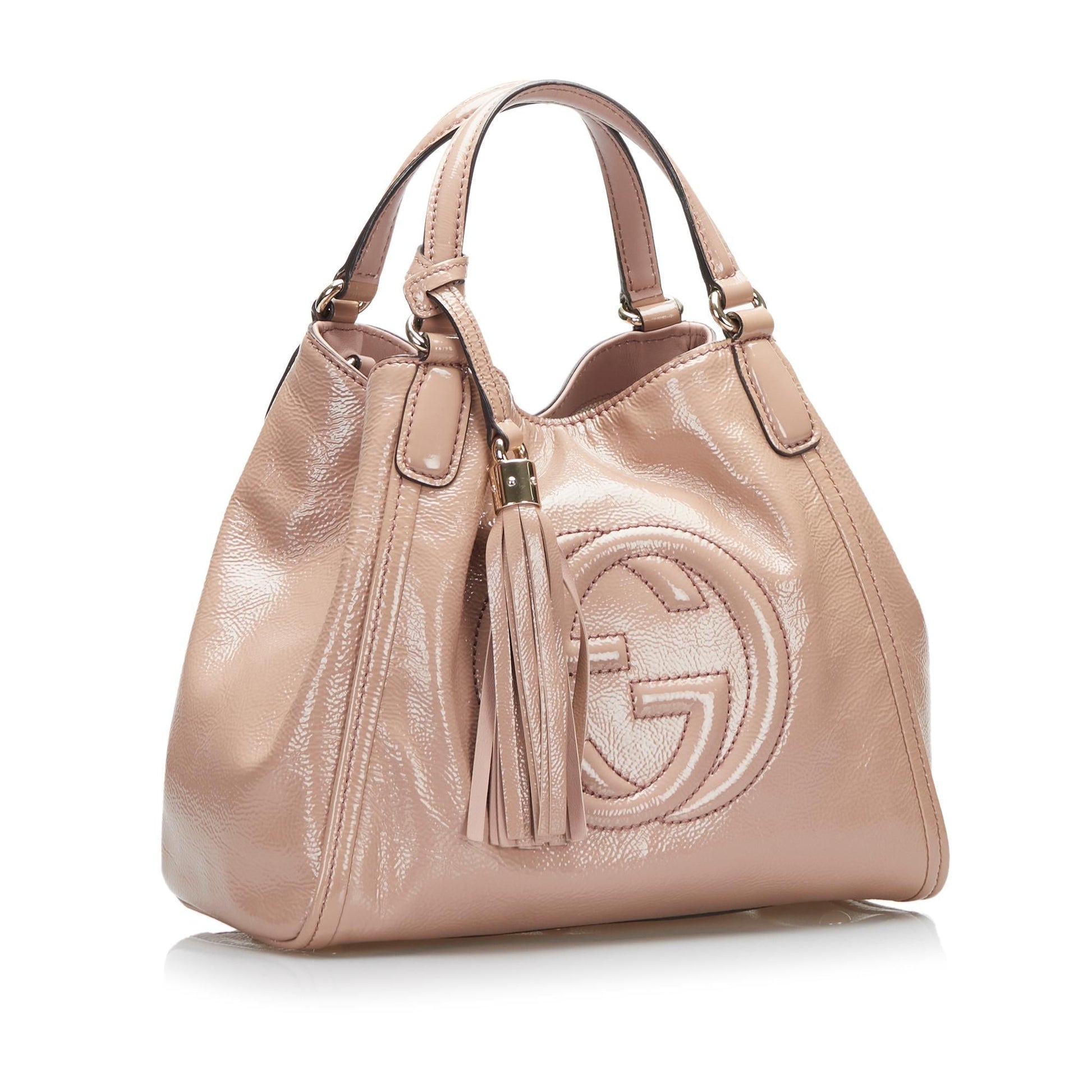 Gucci Soho SHG-QshnAr Leather Patent Pink Satchel Bag
