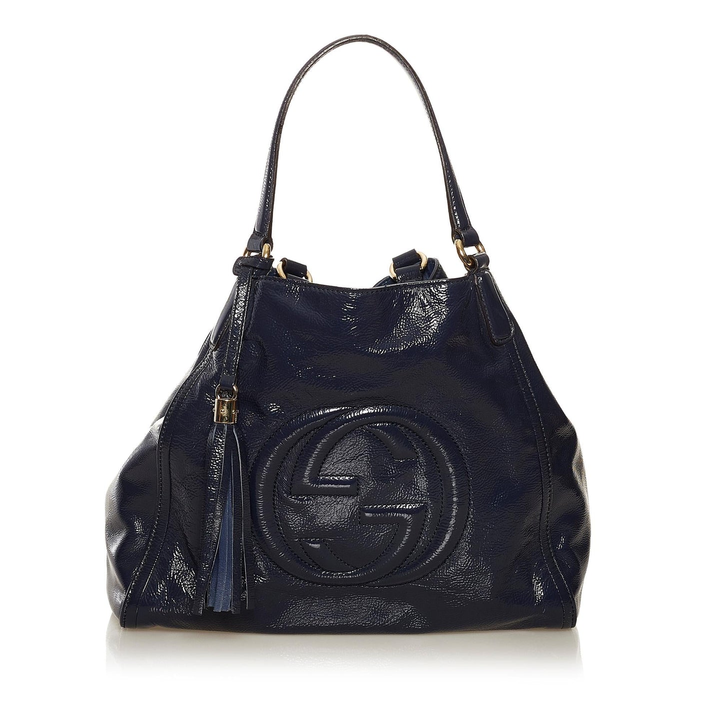 Gucci Soho SHG Leather Patent Blue Tote Bag