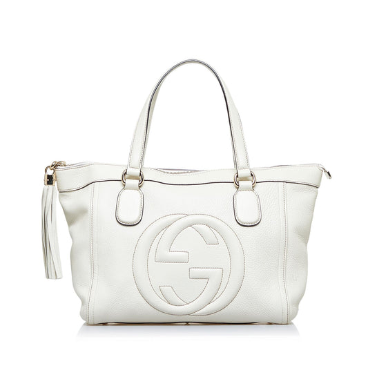 Gucci Soho SHG-b0jBug Calf White Tote Bag