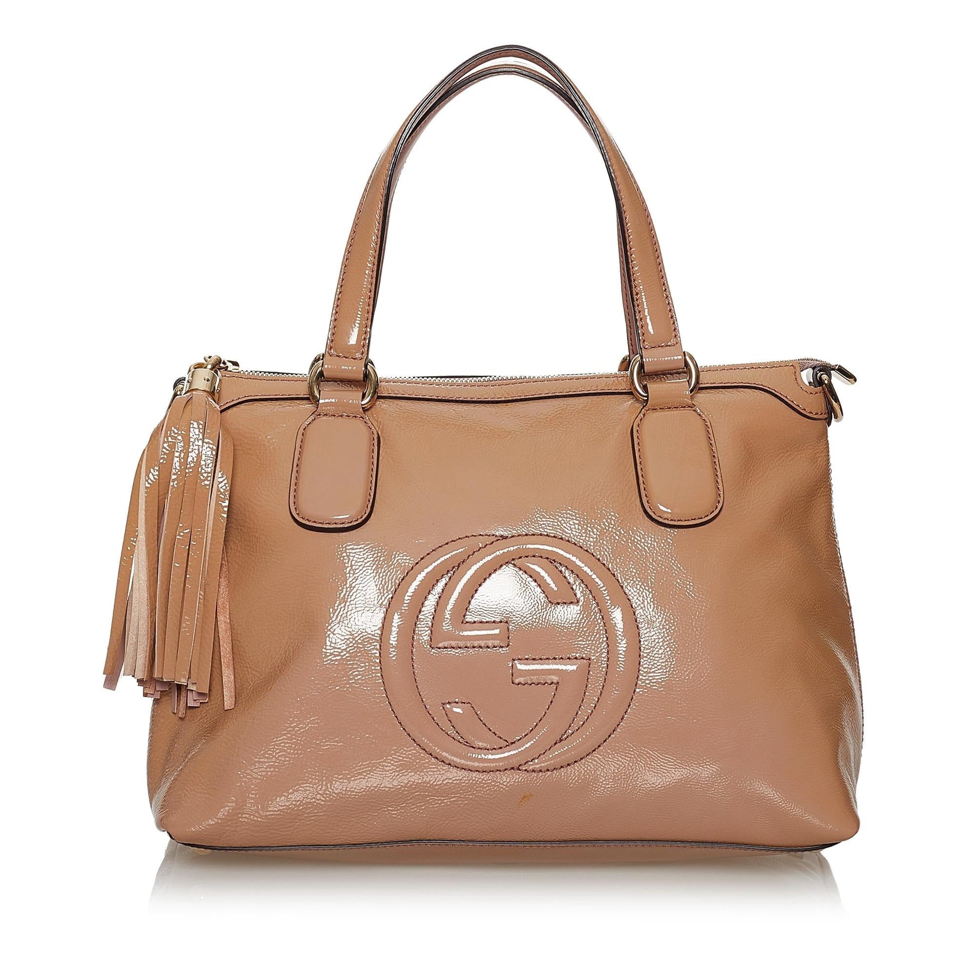 Gucci Soho Working SHG Leather Patent Brown Satchel Bag