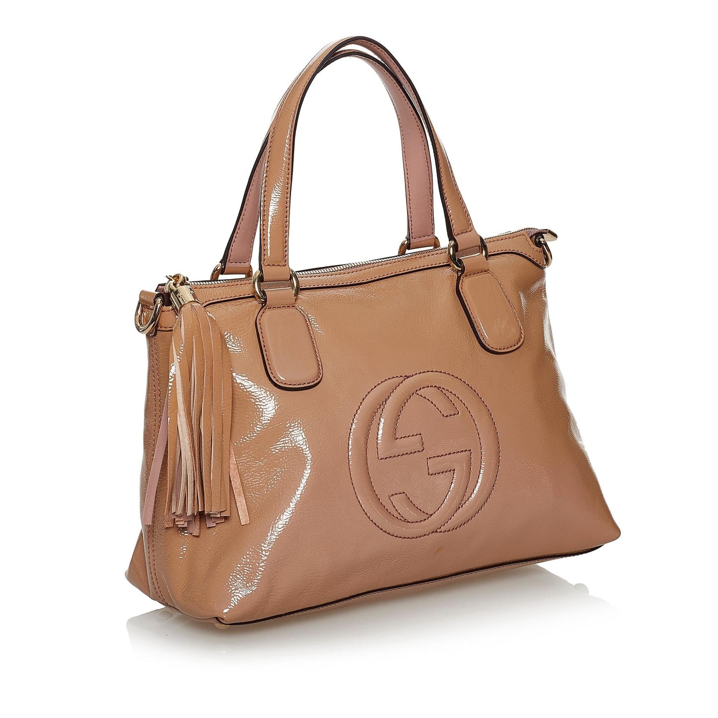 Gucci Soho Working SHG Leather Patent Brown Satchel Bag
