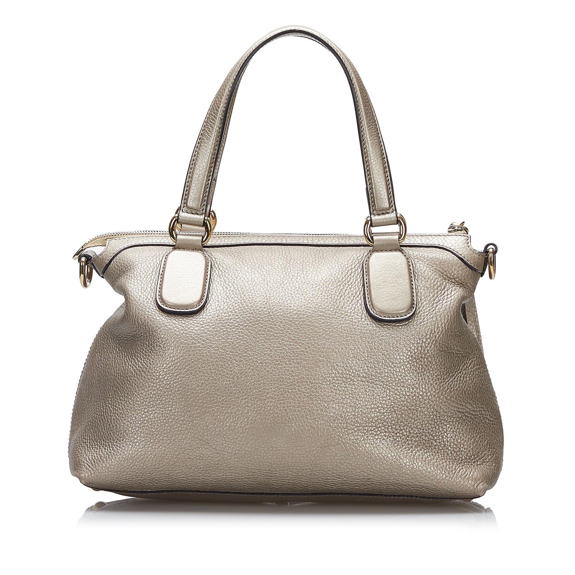 Gucci Soho Working SHG-Tzeux0 Calf Silver Satchel Bag