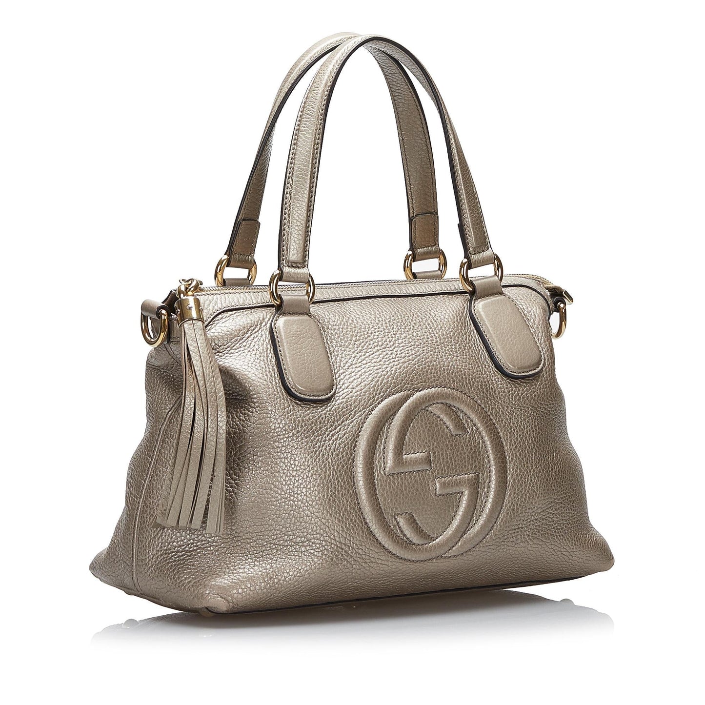 Gucci Soho Working SHG-Tzeux0 Calf Silver Satchel Bag