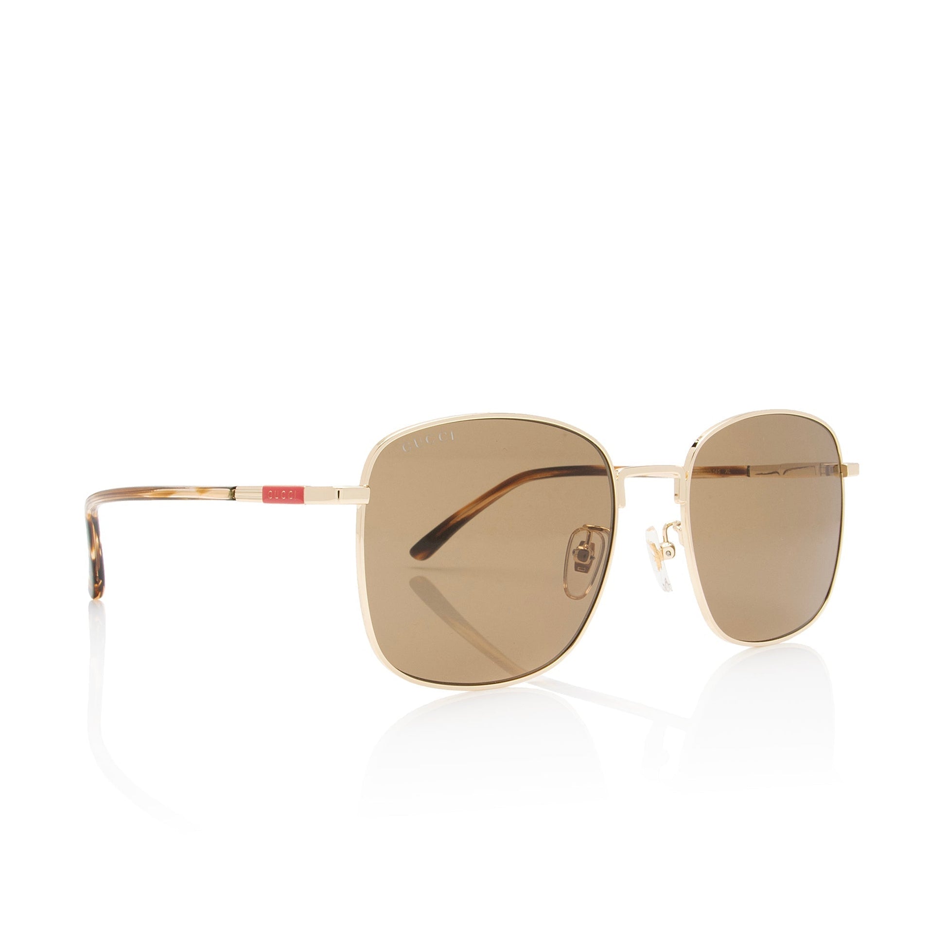 Gucci Square Sunglasses SHF-3WGGPD Brown Gold Accessory