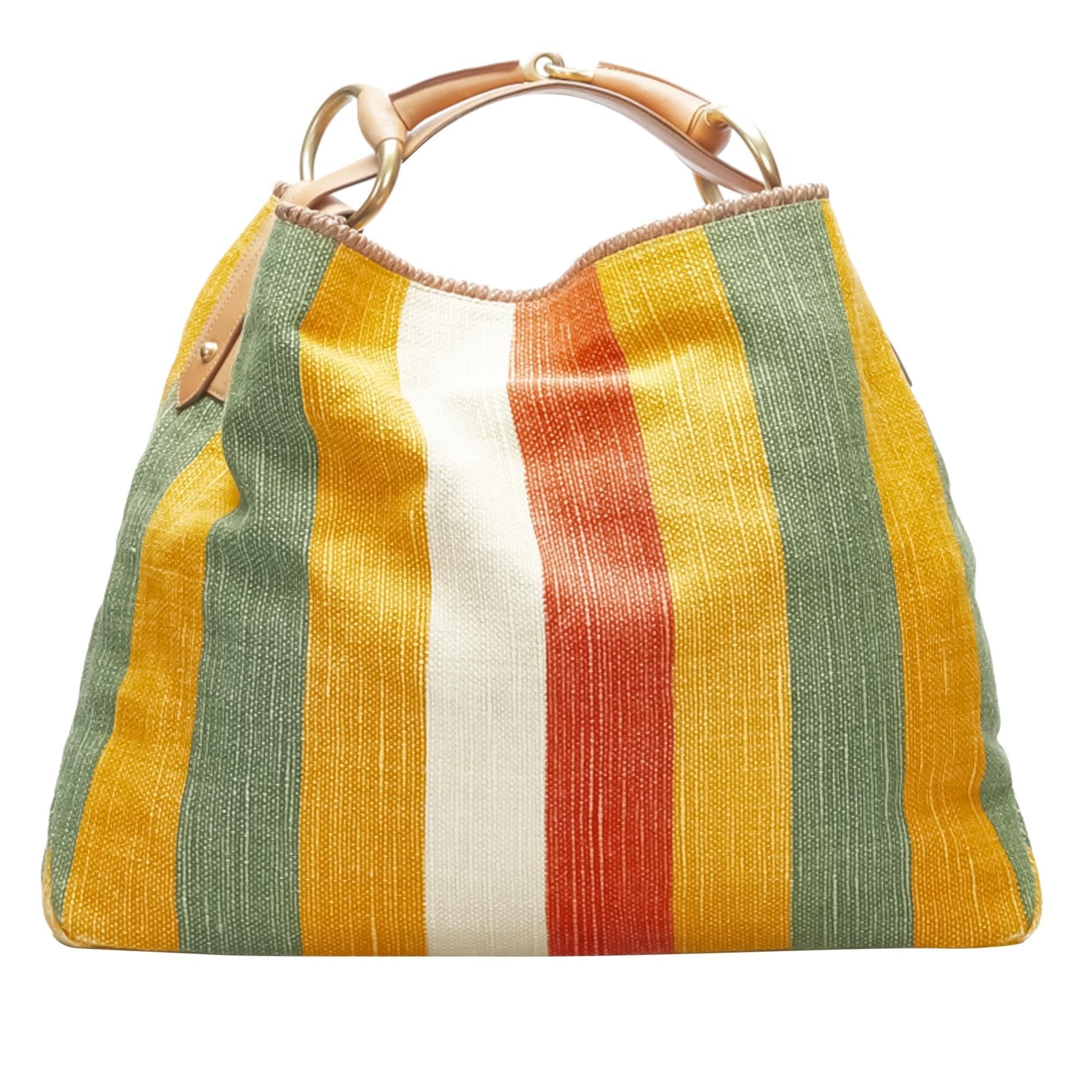 Gucci Striped Horsebit SHG-stHrGl Canvas Calf Satchel Bag